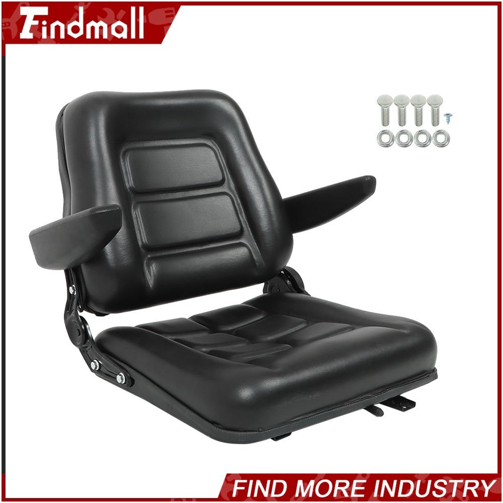 Findmall Universal Forklift Seat Tractor Seat Adjustable Back Seatbelt Armrests