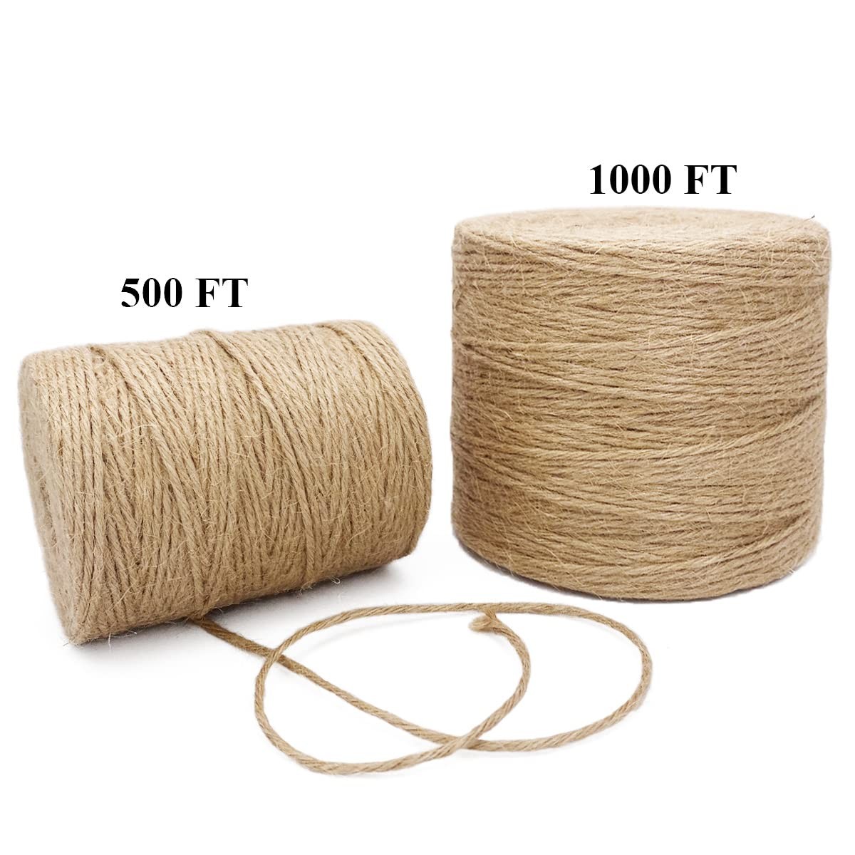 500FT Jute Twine Rope 3mm Natural Thick Garden String 3mm-4ply, Brown