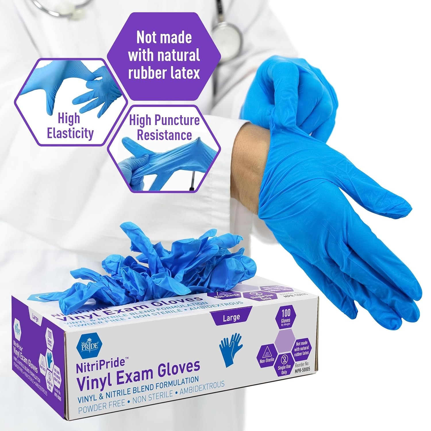 Disposable Blue Nitrile/Vinyl Gloves – Comfort Fit for Medical & Everyday Use