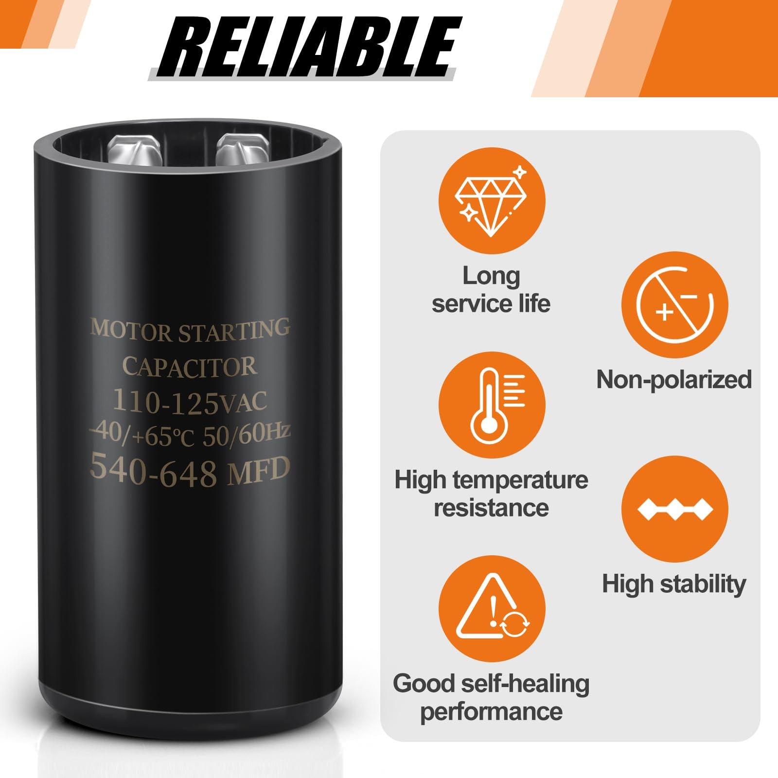 540-648 uf/MFD 110-125V VAC 50/60 Hz AC Electric Round Start Capacitor Universal