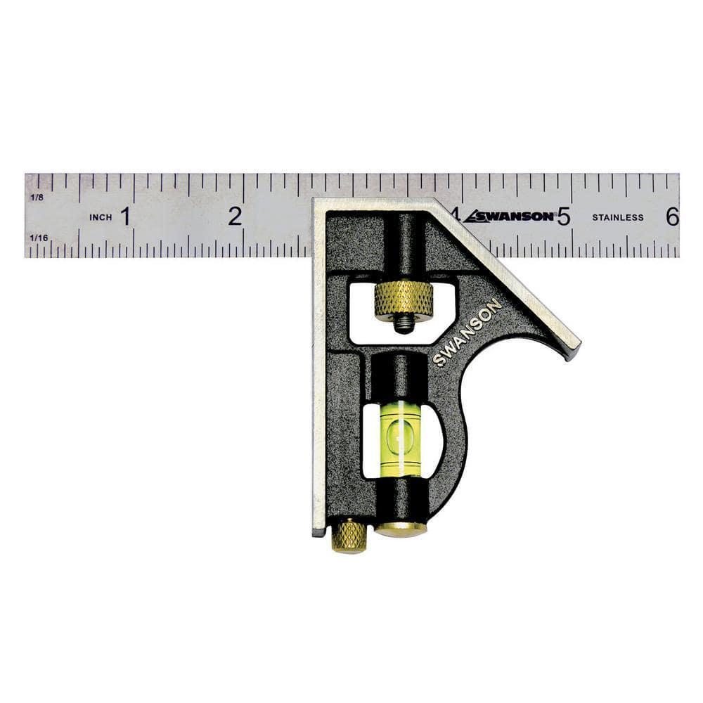 6 In. Pocket Combination Square with Stainless Steel Blade and Bubble Level