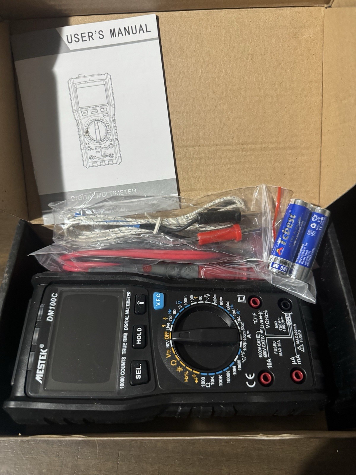 MESTEK DM100 Analog Digital Multimeter True RMS NCV Live Line Tester Open Box