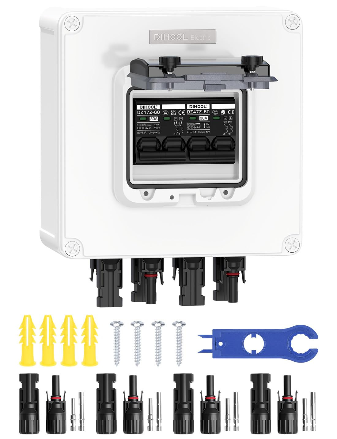 Solar Panel Disconnect Switch 2 String PV Disconnect 30 Amp DC Circuit Breaker B