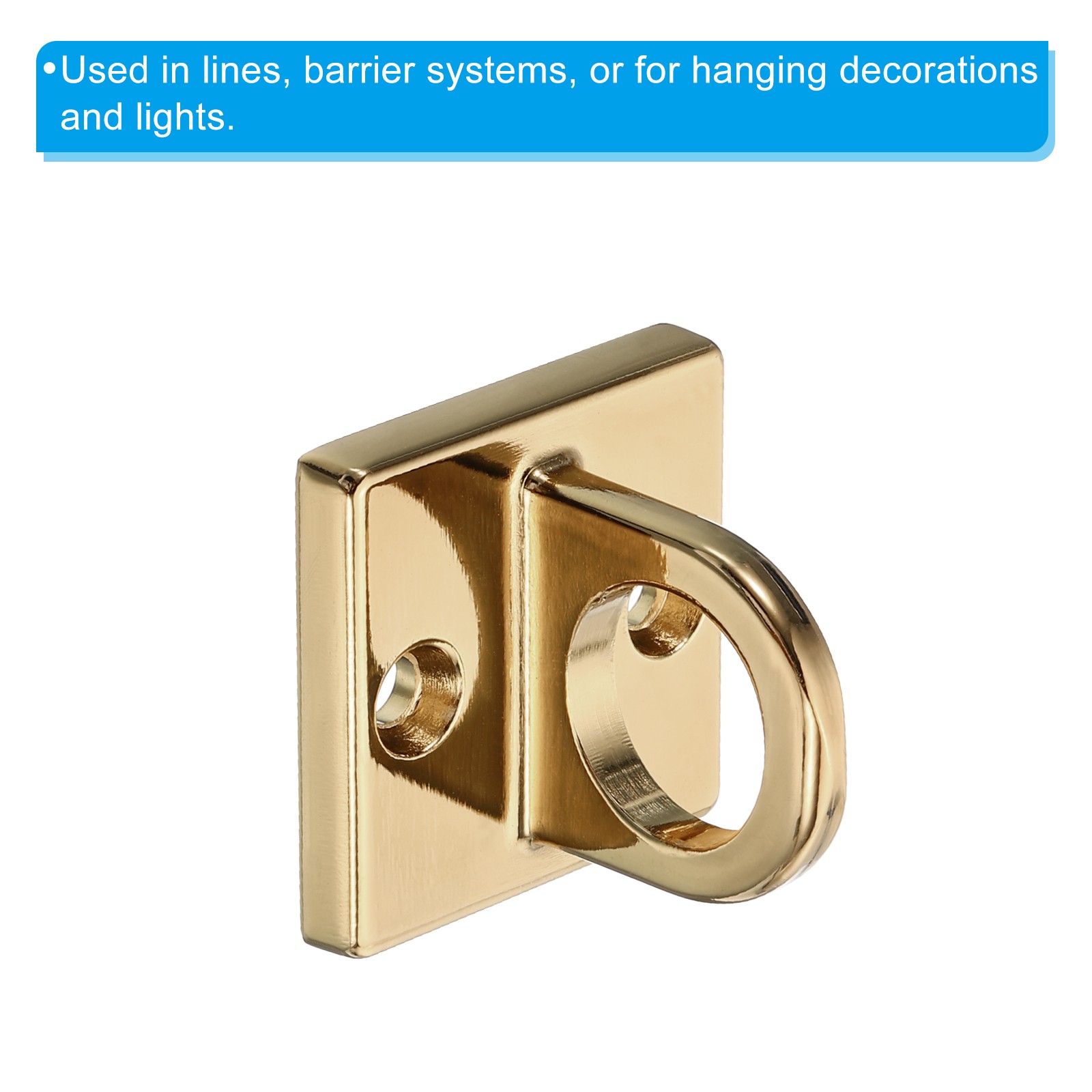 Pad Eye Plate U Hooks Ceiling Hook Wall Mount Loop for Hanging Ropes Golden 2PCS