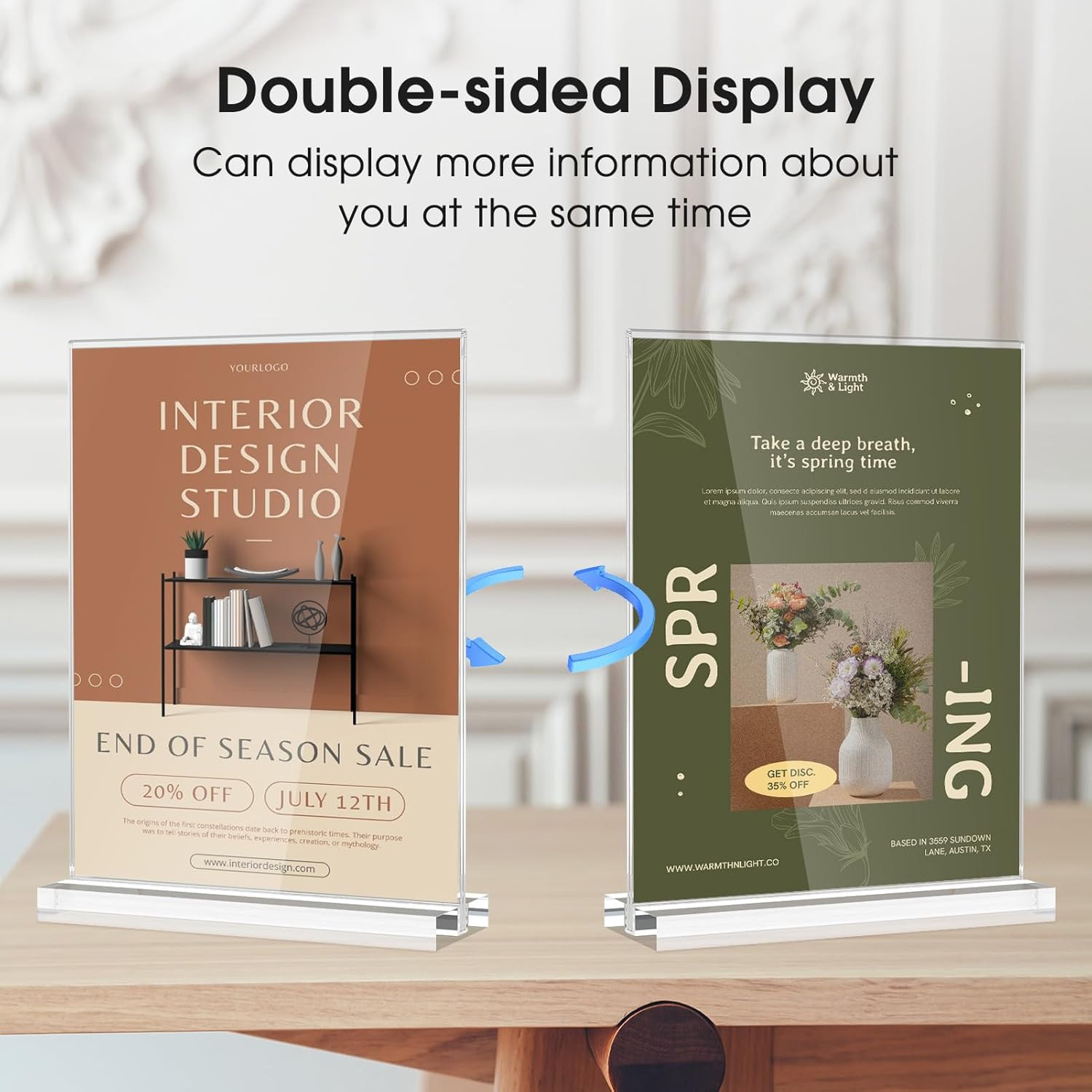 Acrylic Sign Holder 8.5 X 11 Inches 1 Pack, Double Sided Plastic Display Stands
