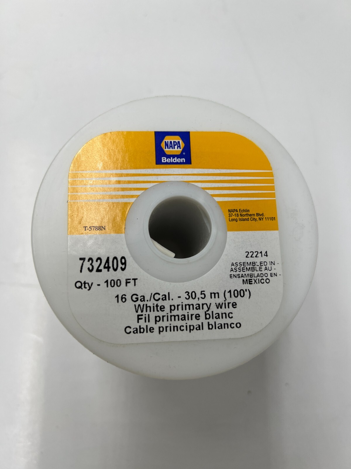 NAPA 732409 Belden White Primary Wire 100ft T-5788N 16 Ga/Cal 30.5 m