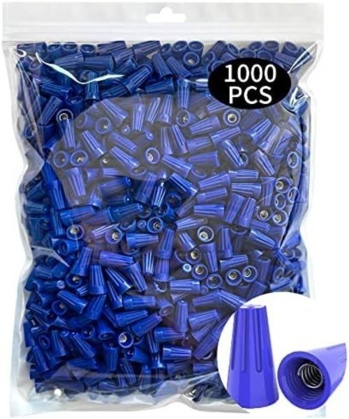 1000 Pcs Electrical Wire Connectors Nuts, Blue Screw Springs Caps Wire Twist