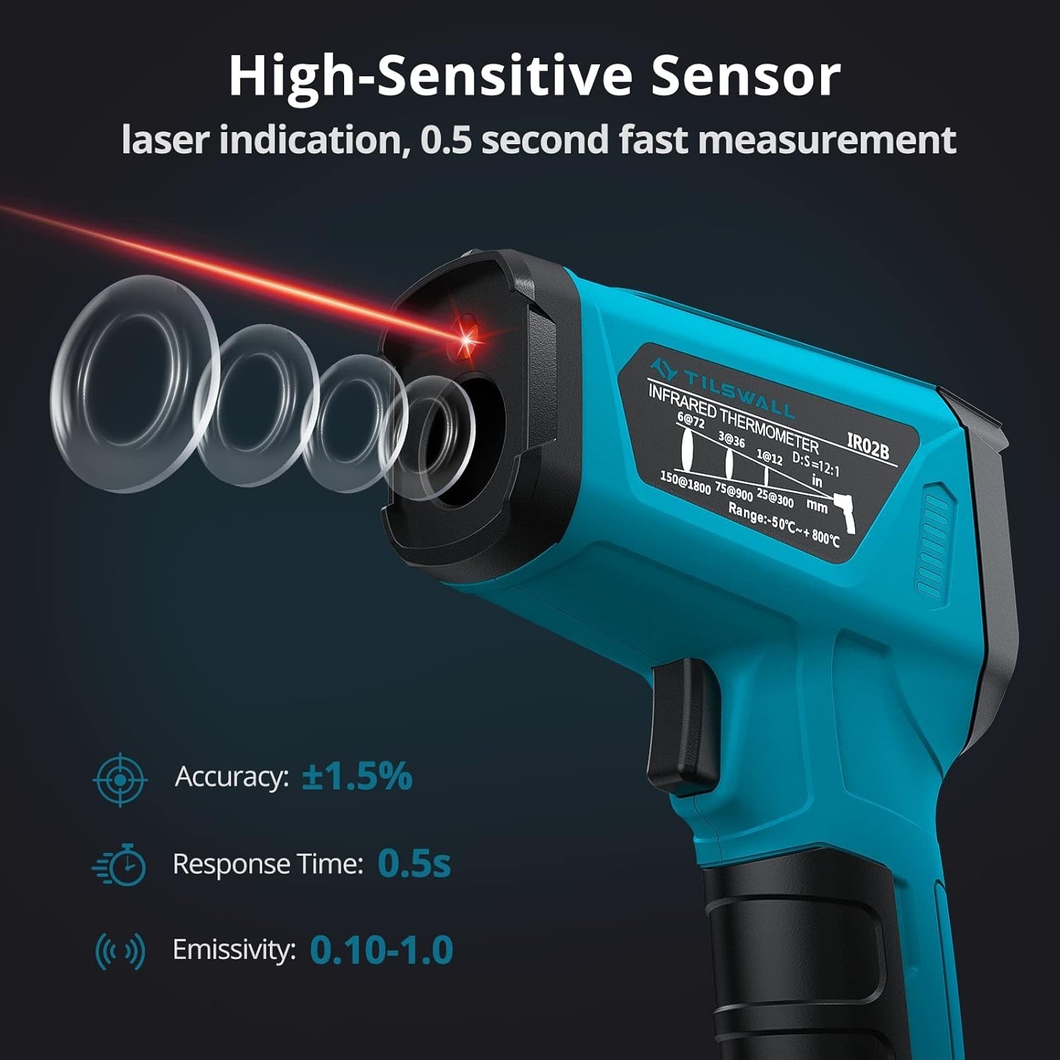 LCD Backlight, Data Hold, Auto-off, Cooking Aid Thermometer
