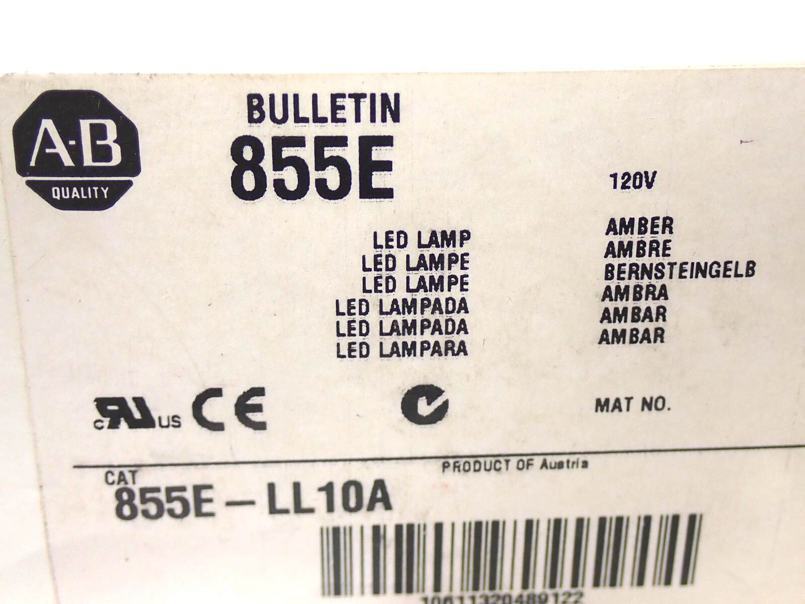 855E-LL10A ALLEN BRADLEY AMBER LAMP STACK REPLACEMENT BULB NEW