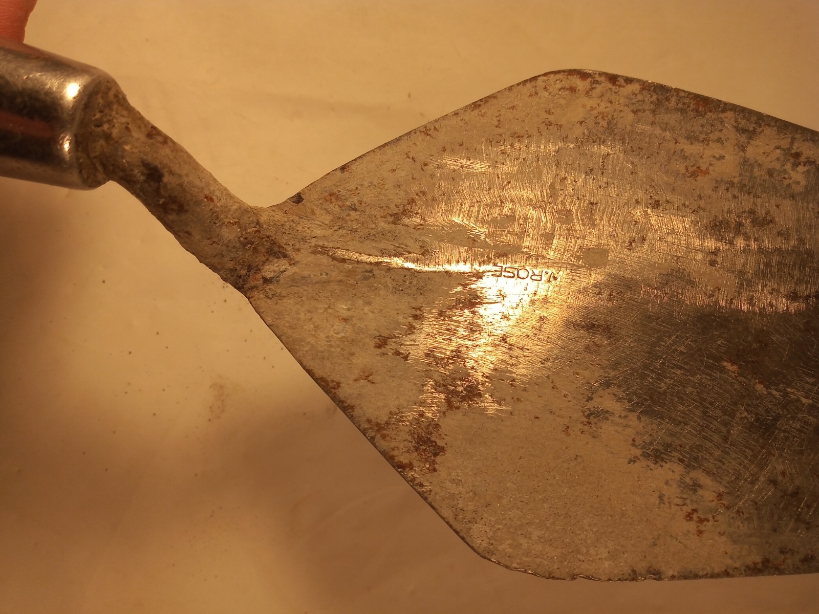 Vintage W Rose Brick Trowel 15in Leather Wrapped Handle Sharon Hill PA