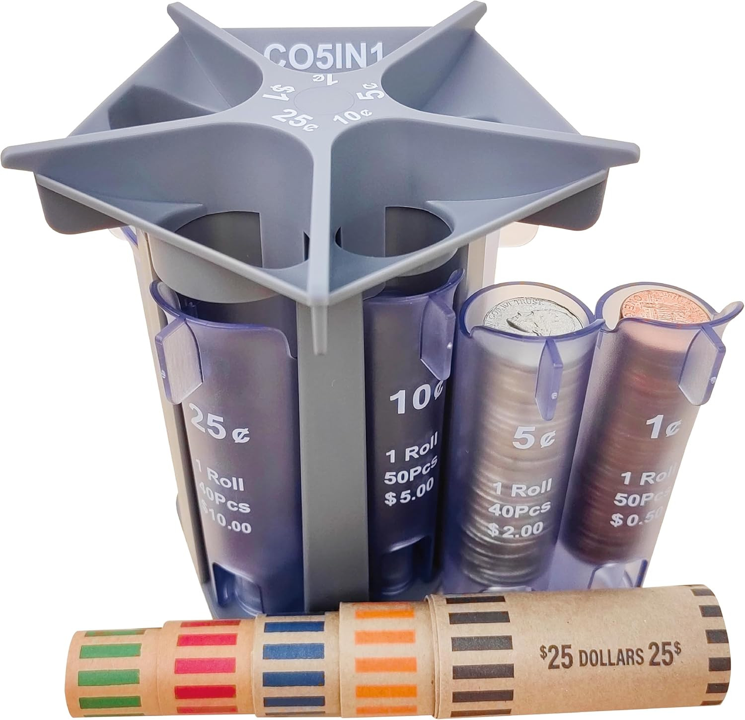 Change Sorter Tube as Coin Counter Machine with Coin Wrappers, Coin Sorter Chang