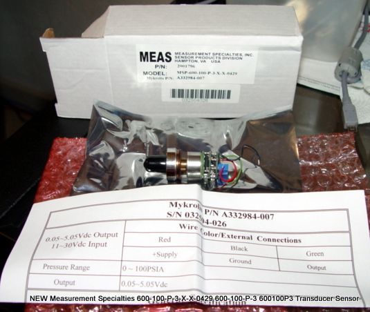 NEW Measurement Specialties Transducer MSP-600-100-P-3-N-1 MYKROLIS A332984-007