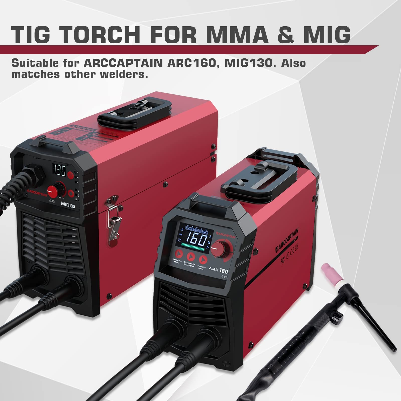 ARCCAPTAIN WP-17V TIG Torch 150 Amp 13FT Lift TIG Welding Gun+10-25mm Connector