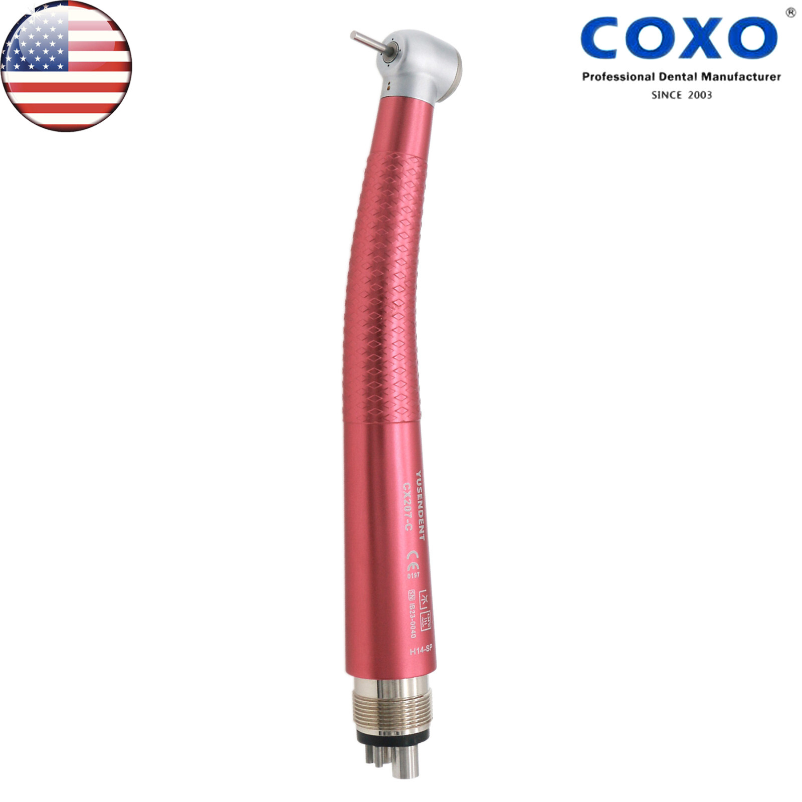 US COXO Dental Colorful CX207-C High Speed Air Turbine Handpiece 4 Hole M4 Blue
