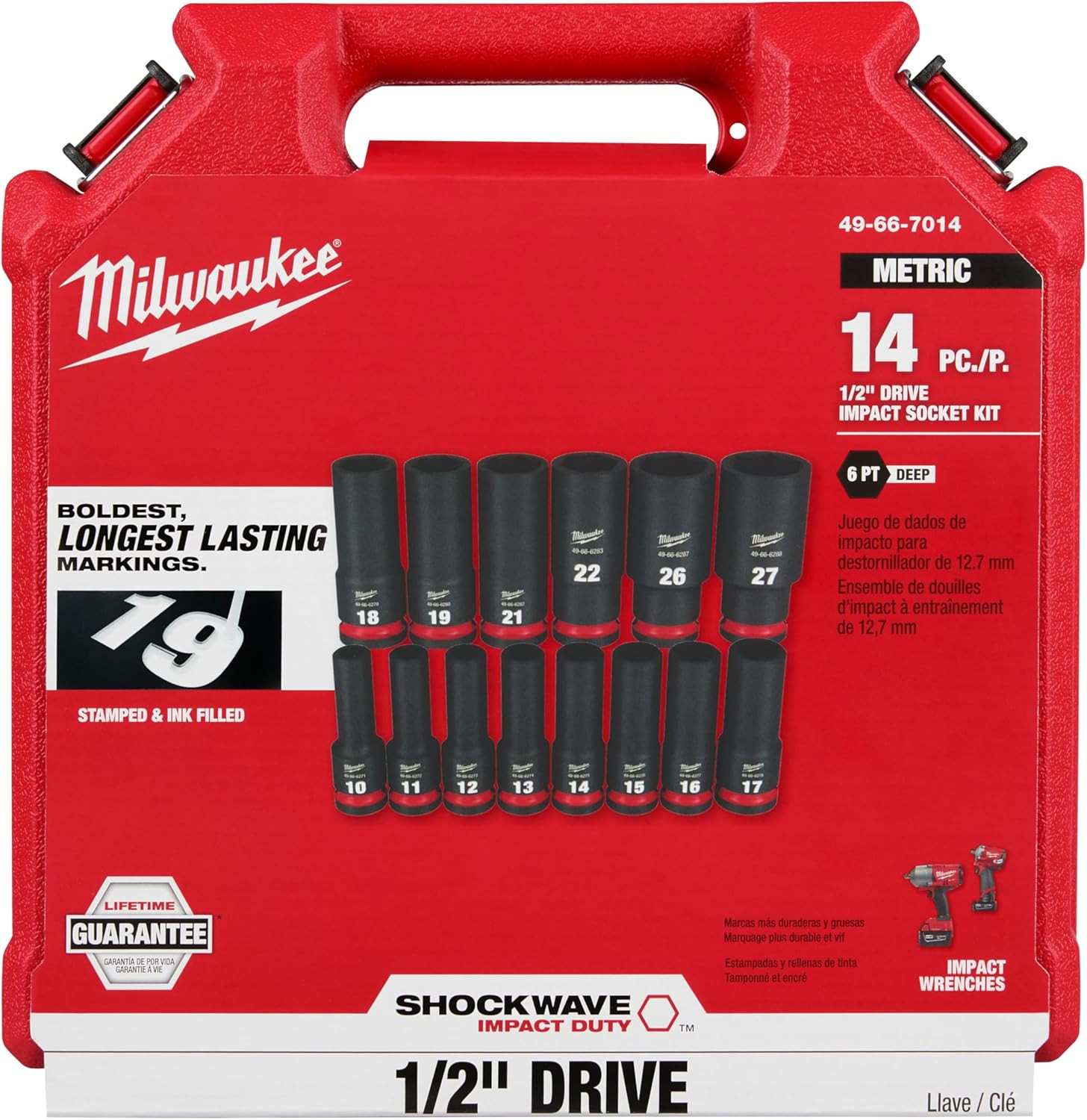 14PC Heavy-Duty 1/2″ Drive Metric Socket Set – 6-Point Precision Tools