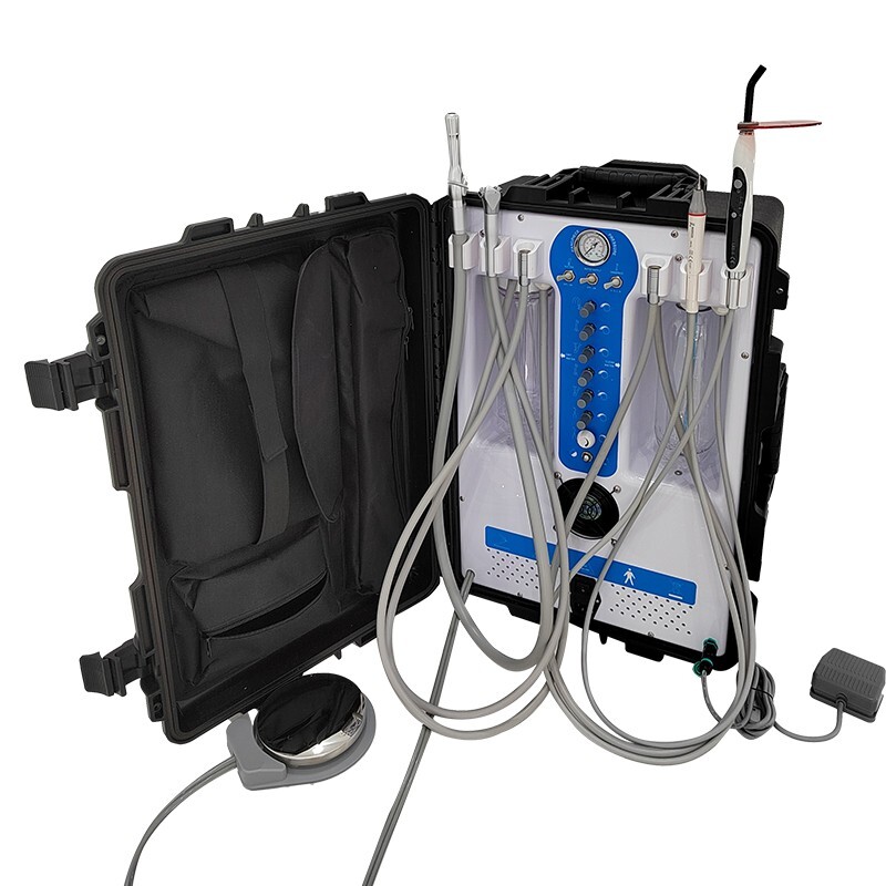 Portable Dental Unit w/ Air Compressor Curing Light Piezo Scaler 4H + Handpieces