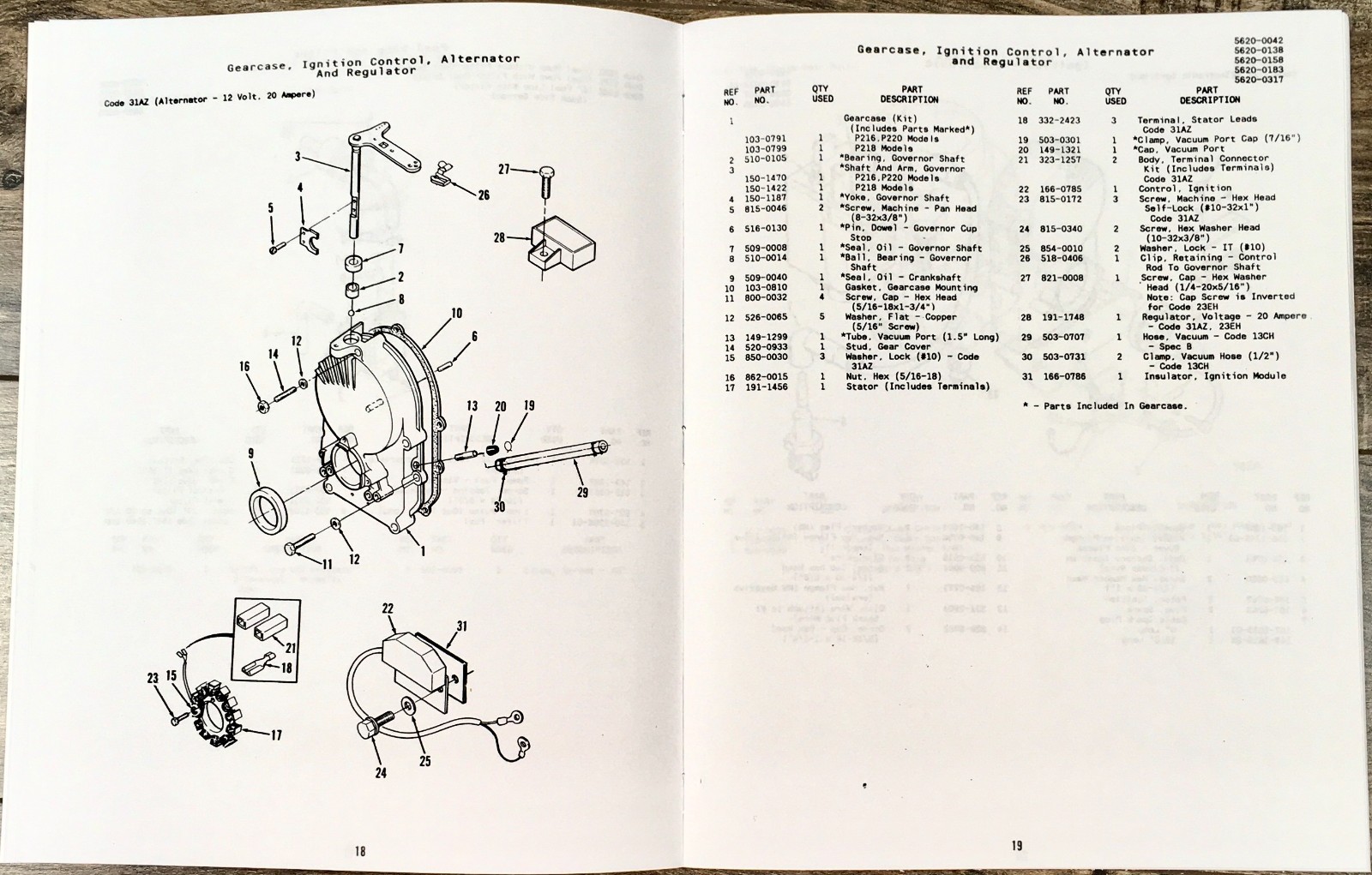 Lot Onan P216 P218 P220 Engine Service Parts Repair Manual Overhaul Shop Book