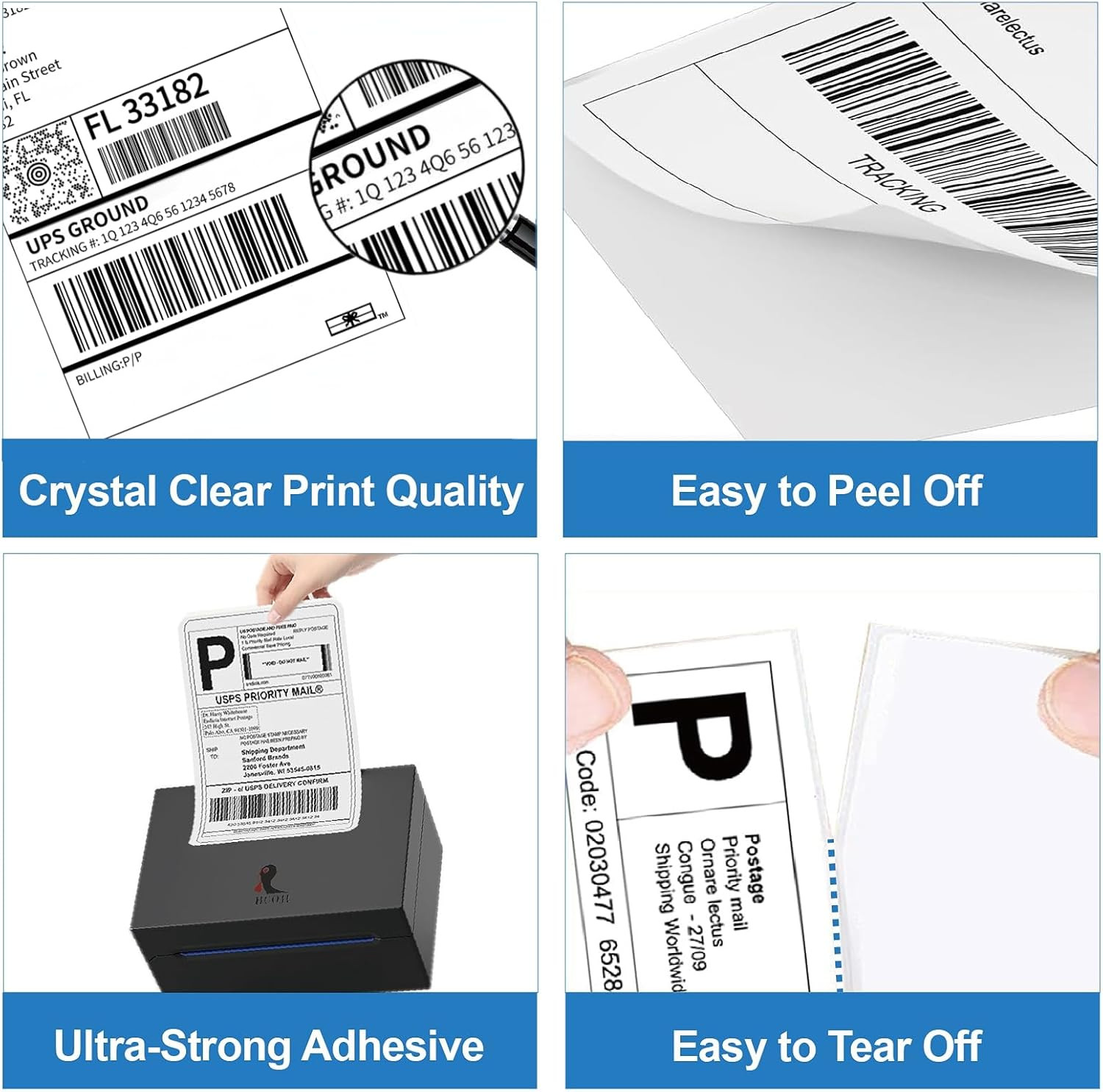 4000 4X6 Thermal Labels 1000/Stack, Shipping Thermal Labels 4X6 Fanfold Compati