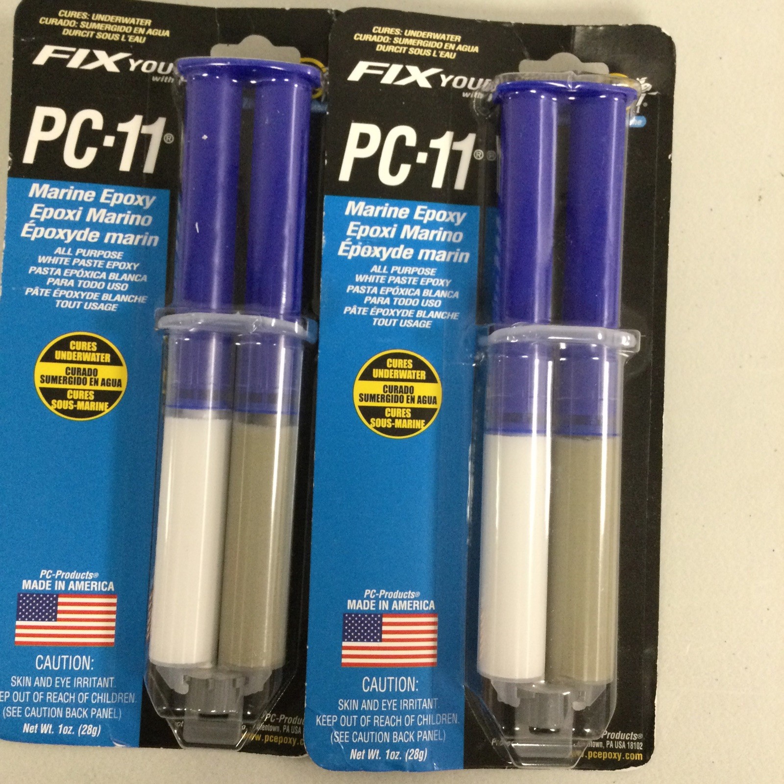 LOT OF 2 PC-11 1oz Epoxy Adhesive Paste – Bonds Wet Dry & Underwater for Repairs