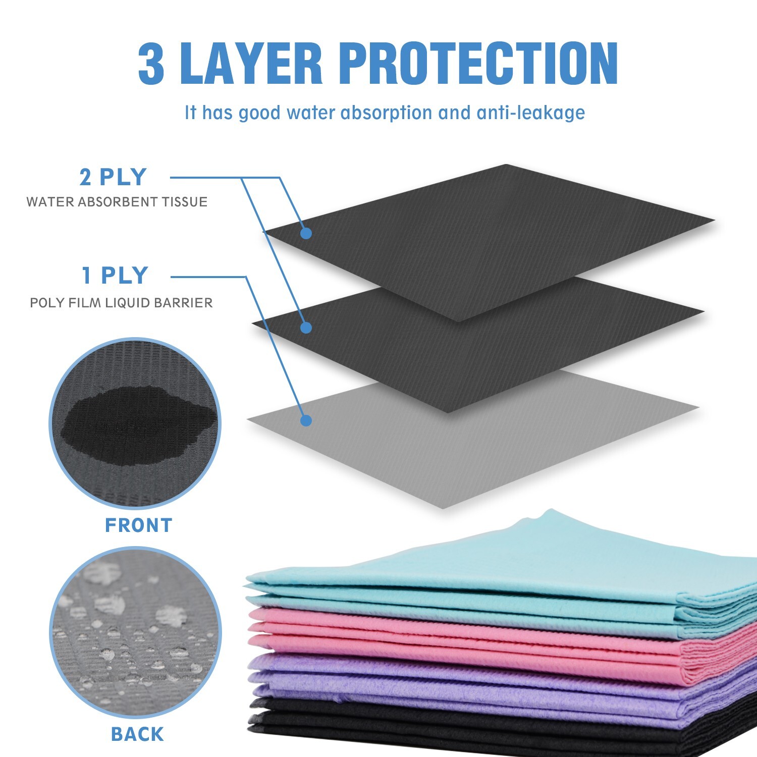 Black Disposable Dental Bibs Medical Tattoo Towels Waterproof 13″x18″ 125Pcs/Bag