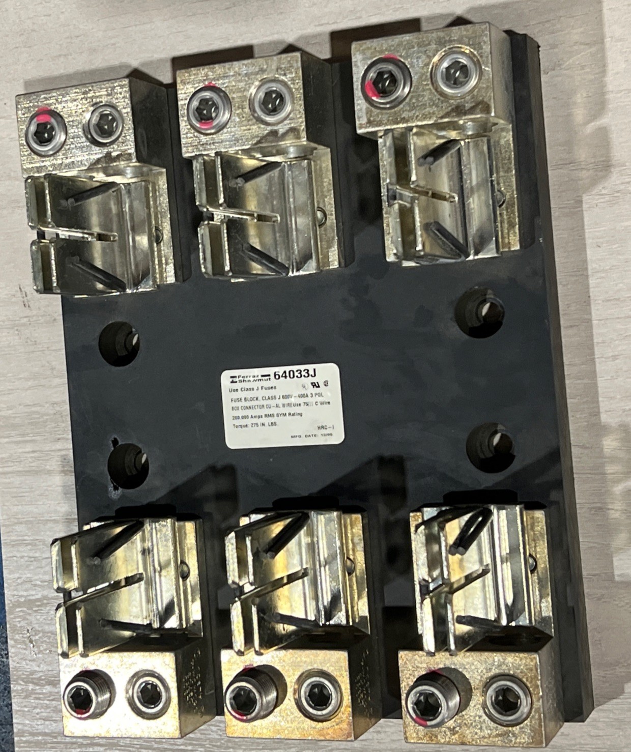 🔥Ferraz Shawmut 64033J Fuse Block 3P 600V 400A Class J, Used, Free Shipping🇺🇸