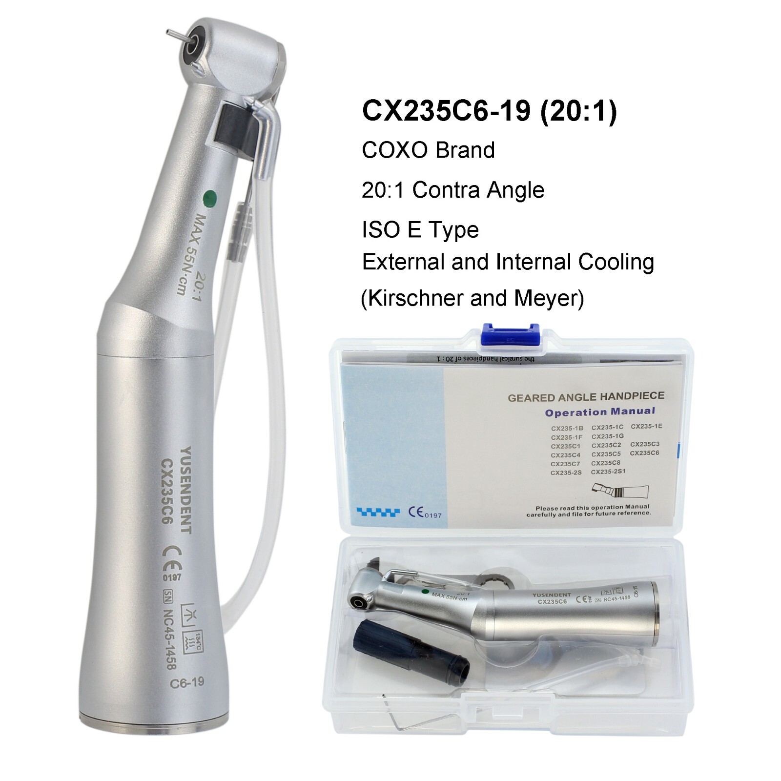 COXO Dental Surgical Handpiece 20:1 Implant Contra Angle LED 1:1 Straight Nose