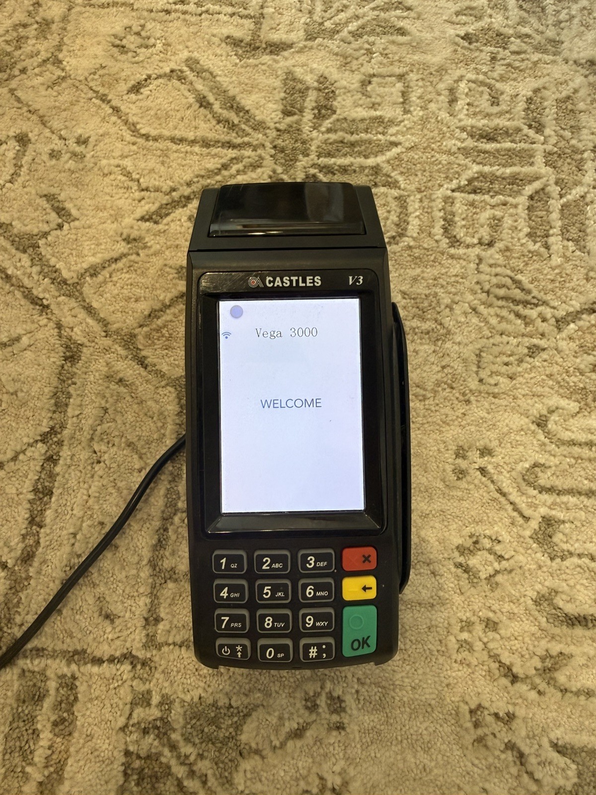 CASTLES V3 Vega3000-HW-v1.3 -Credit Card Terminal w Power Cord – WORKS!
