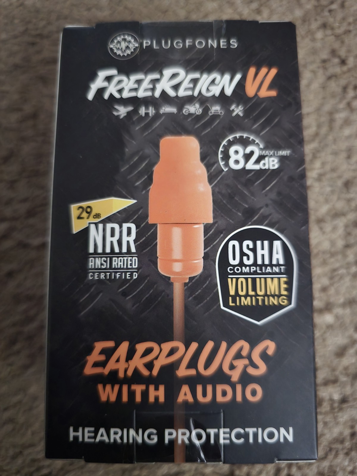 New OSHA Compliant Plugfones Freereign VL Earplugs With Audio max limit 82dB