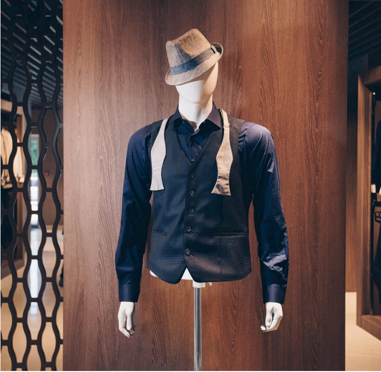 Male Half Body Mannequin with Adjustable Metal Stand for Retail Display, White
