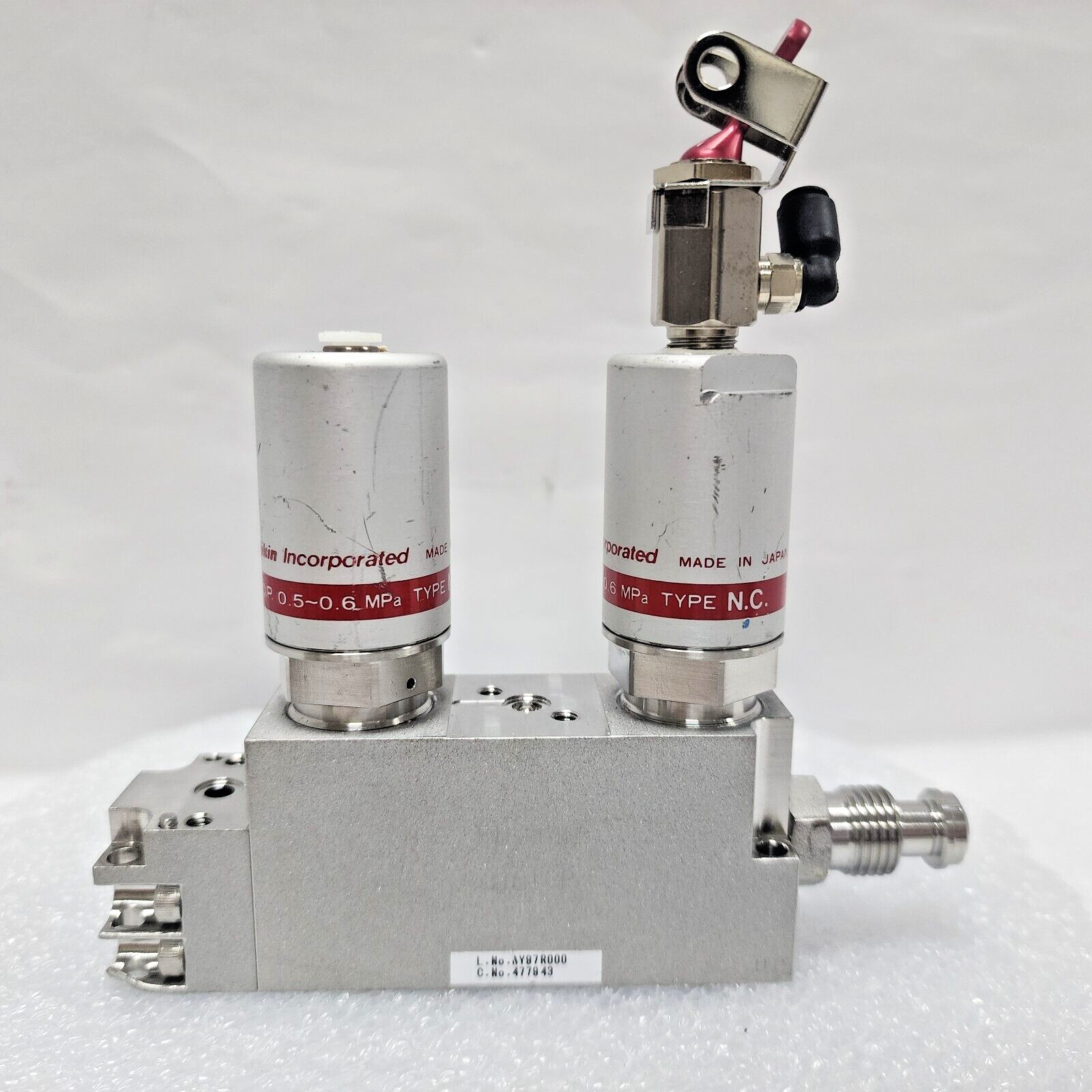 Fujikin 0.P. 0.5-0.6 MPa, C No. 477943, Type N.C Assy. Valve,Used,Japan_96976