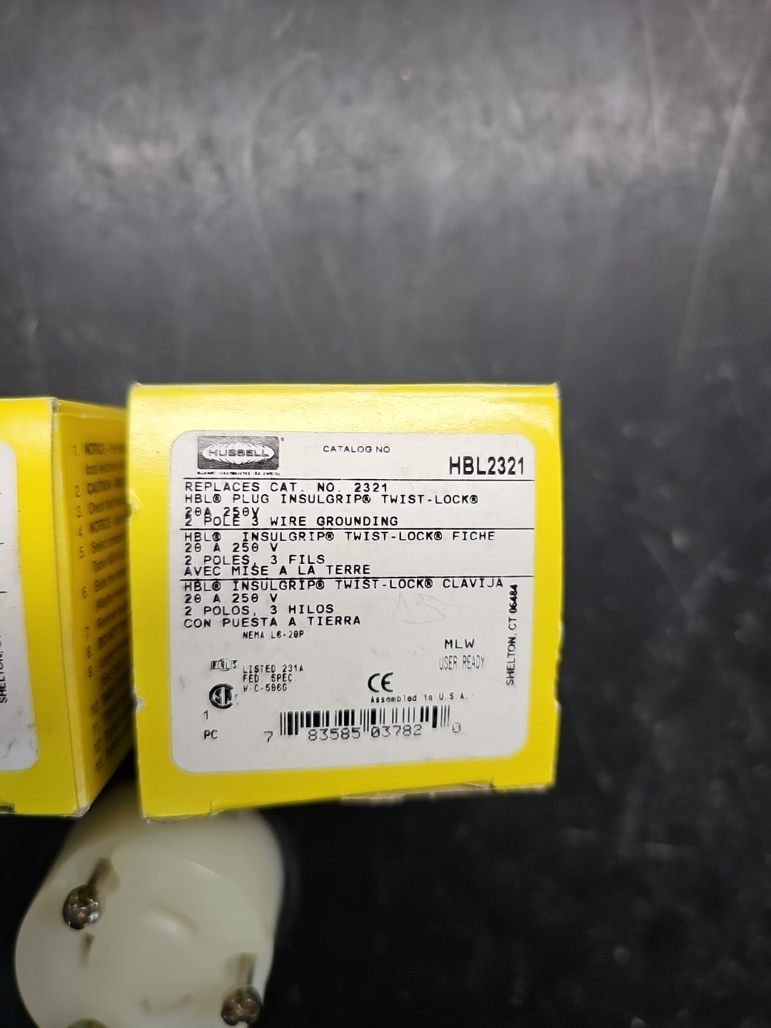 Lot 2 New Hubbell HBL2321 Locking Plug L6-20P 20A 250V AC cord end