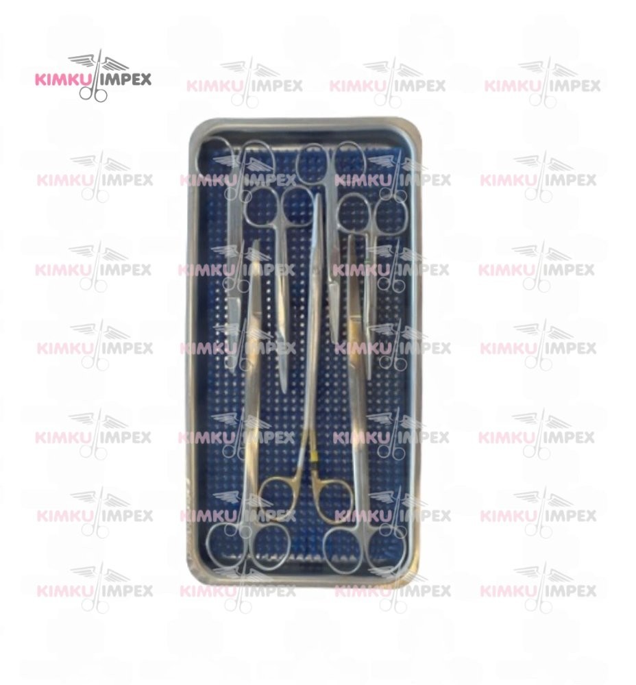 7 pairs Curved and Straight Surgical Scissors and Sterilization Tray
