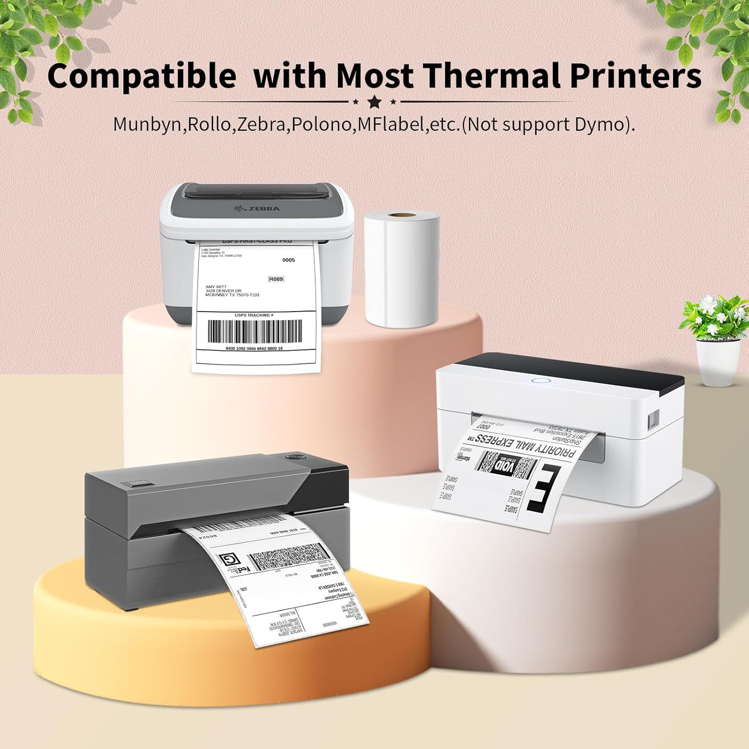 4″ x 6″ Direct Thermal Labels, Perforated, 1″ Core, 250 Labels per Roll