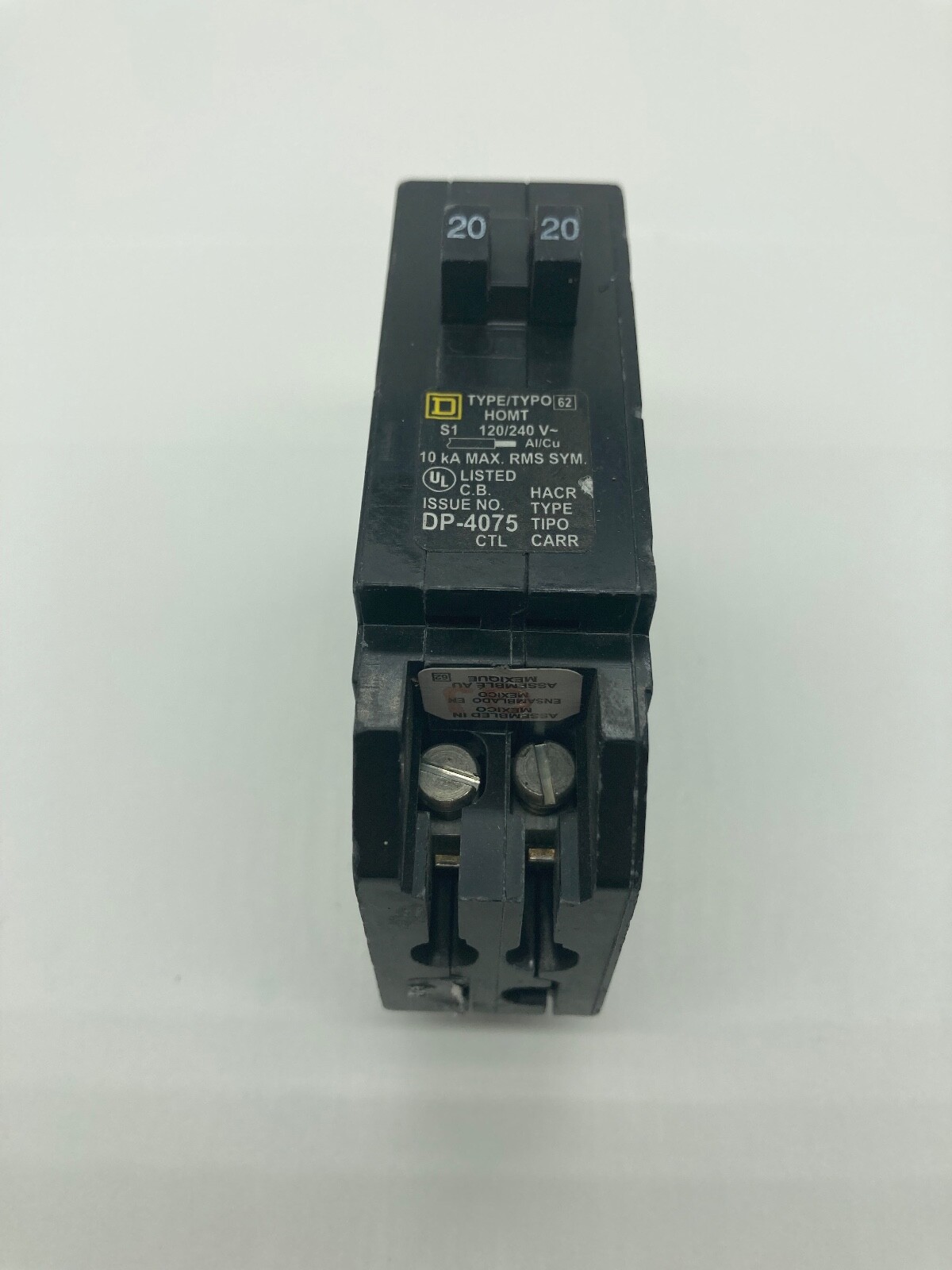 HOMLINE HOMT2020 Two 1 Pole 20 Amp 120V HOMT Tandem Plug In Twin Circuit Breaker