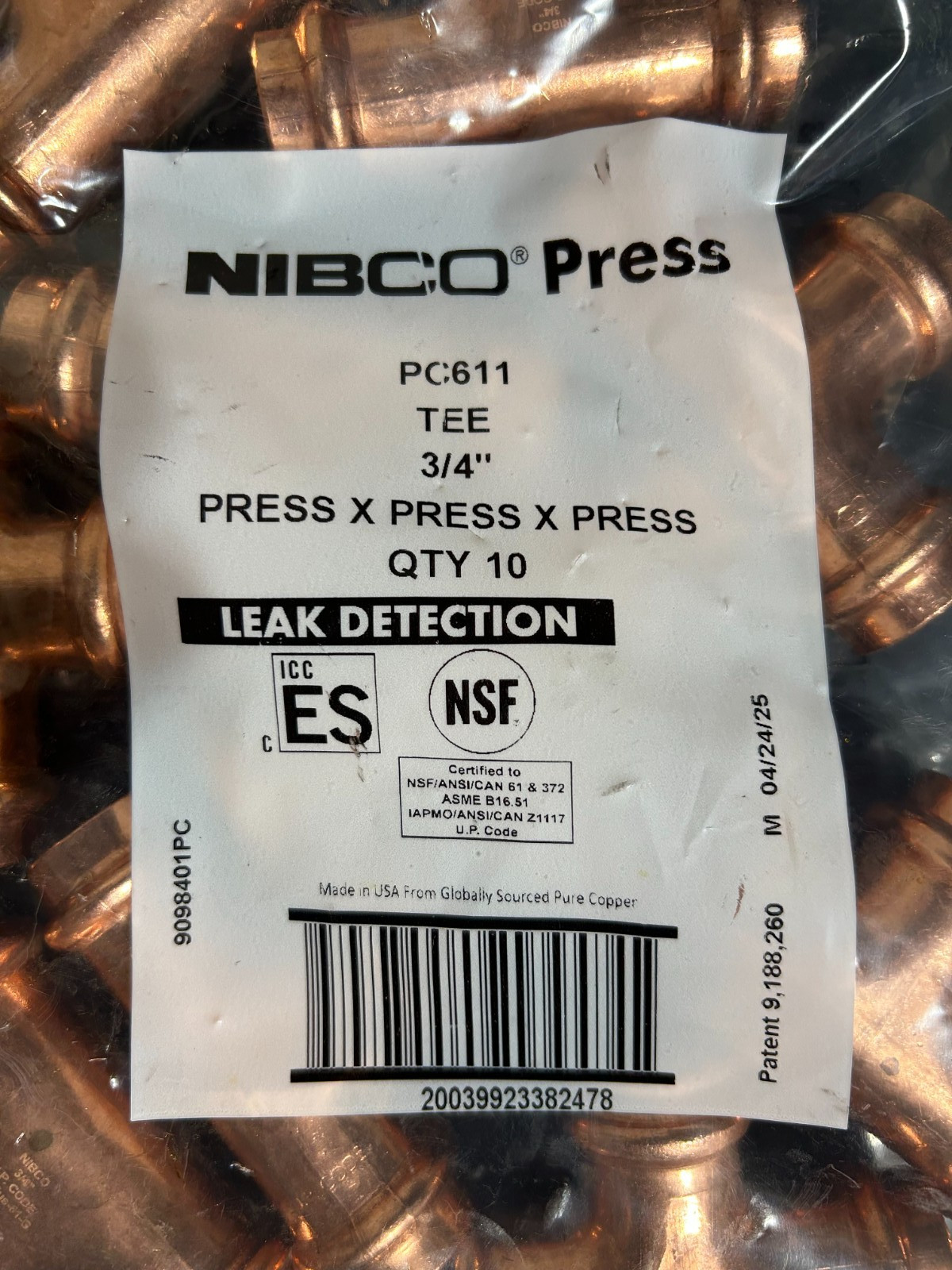 NIBCO PROPRESS 3/4″ TEES (20 pieces) VIEGA *New in Bags* MADE IN USA