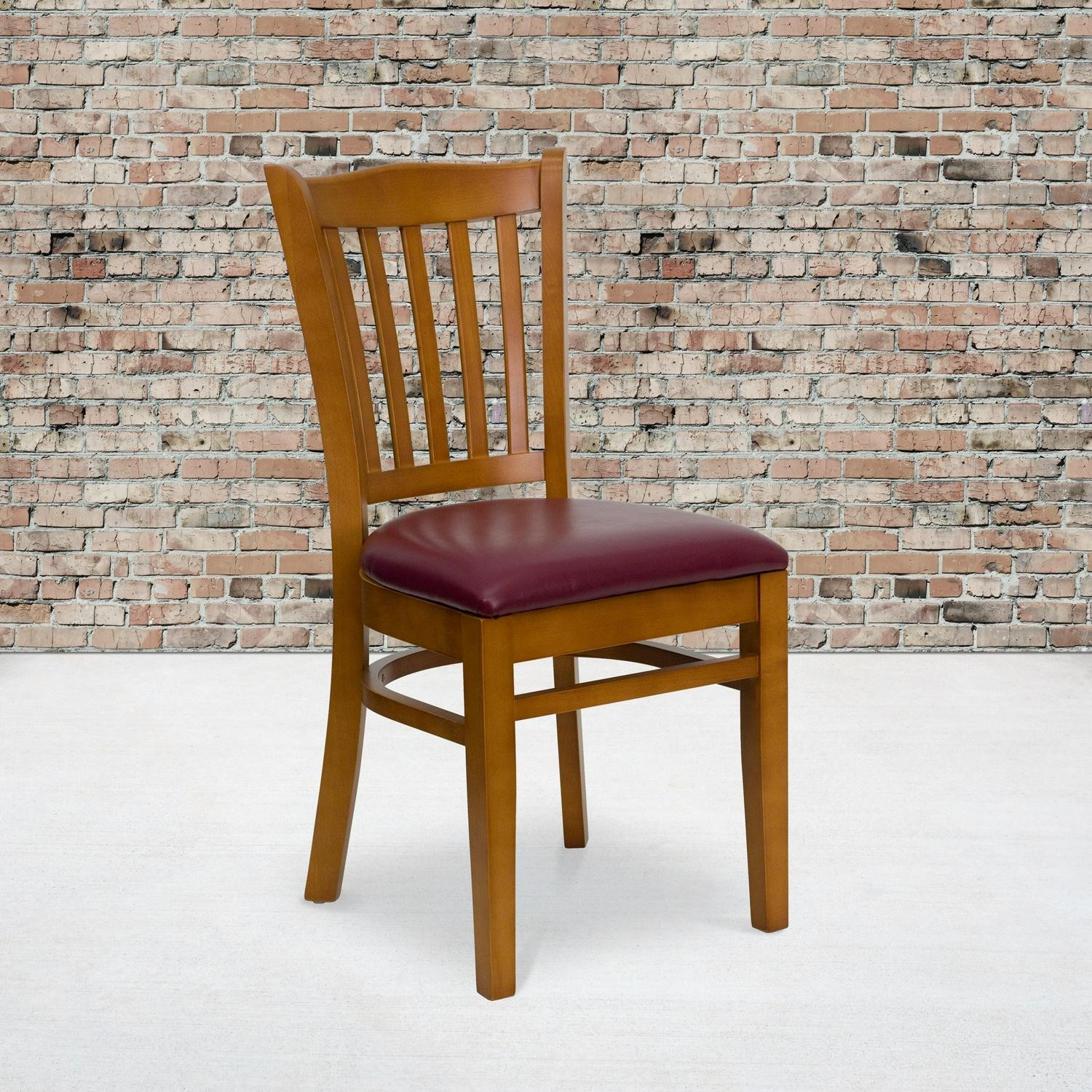 Cherry Hardwood Slat Back Restaurant Chair – 17.5 W X 20.75 D X 34.5 H