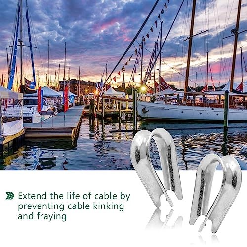Stainless Steel Thimble 20pcs 5/32 3/16 Inch Wire Rope Cable Rigging Marine