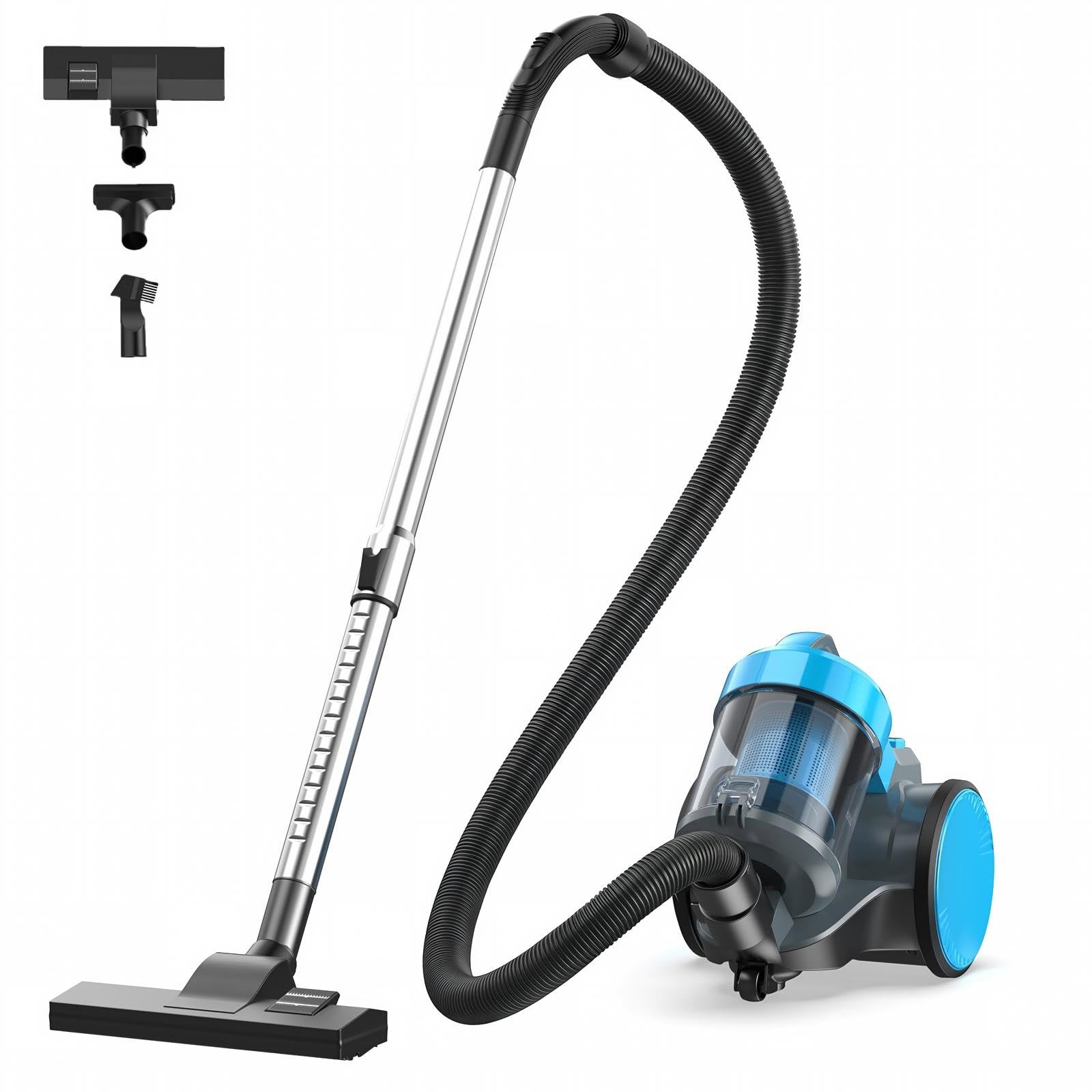 NEWBULIG Canister Vacuum Cleaners for Home, Strong 13.15″*9.45″*11.73″, Blue