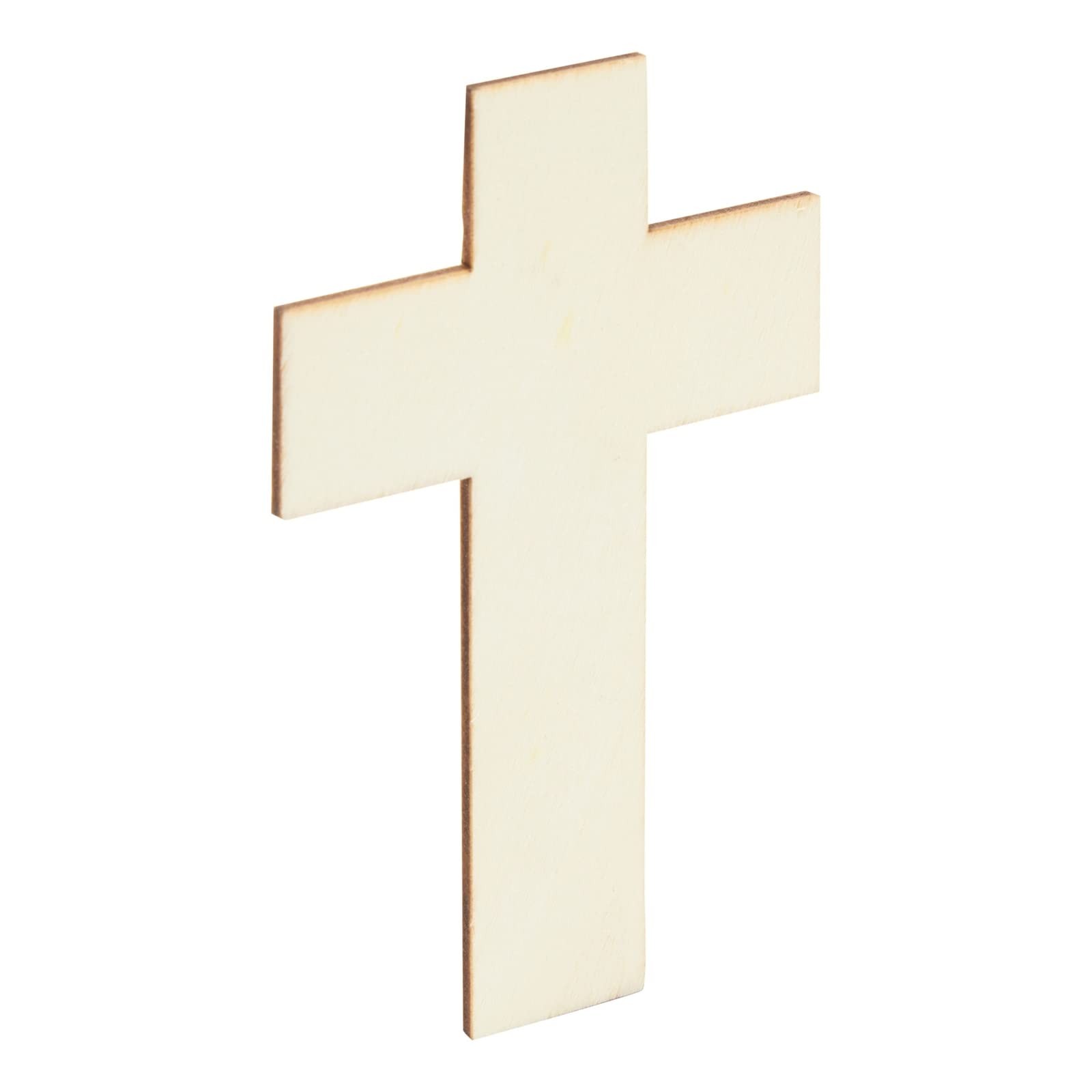 Juvale Unfinished Wooden Crosses – DIY 100 Pack, 4.1 x 2.6 inches, Brown