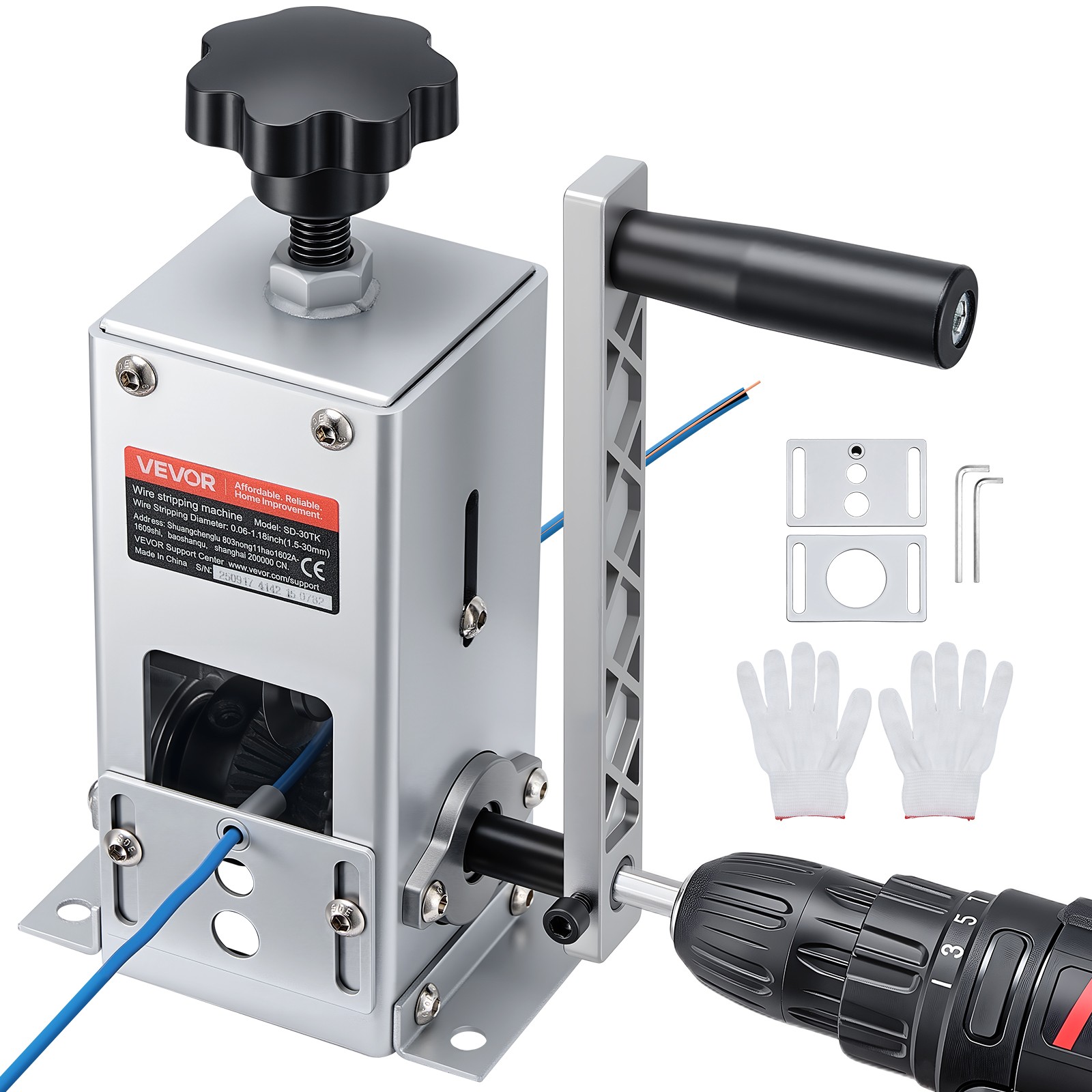 VEVOR Manual Wire Stripper Machine Stripping 0.06-1.18 in Hand or Drill Powered