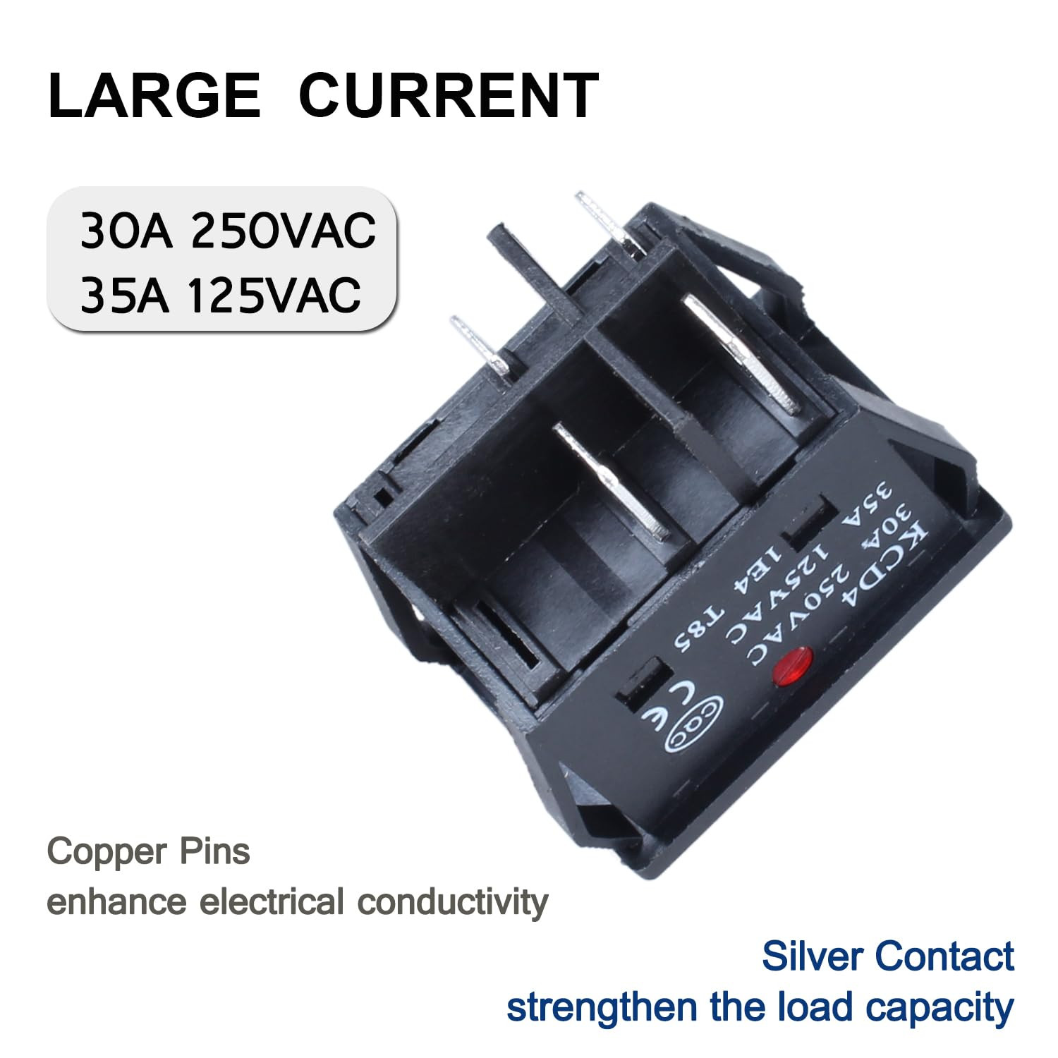 35A Large Current Power Switch 125V/250V AC on off Boat Rocker Toggle Switch