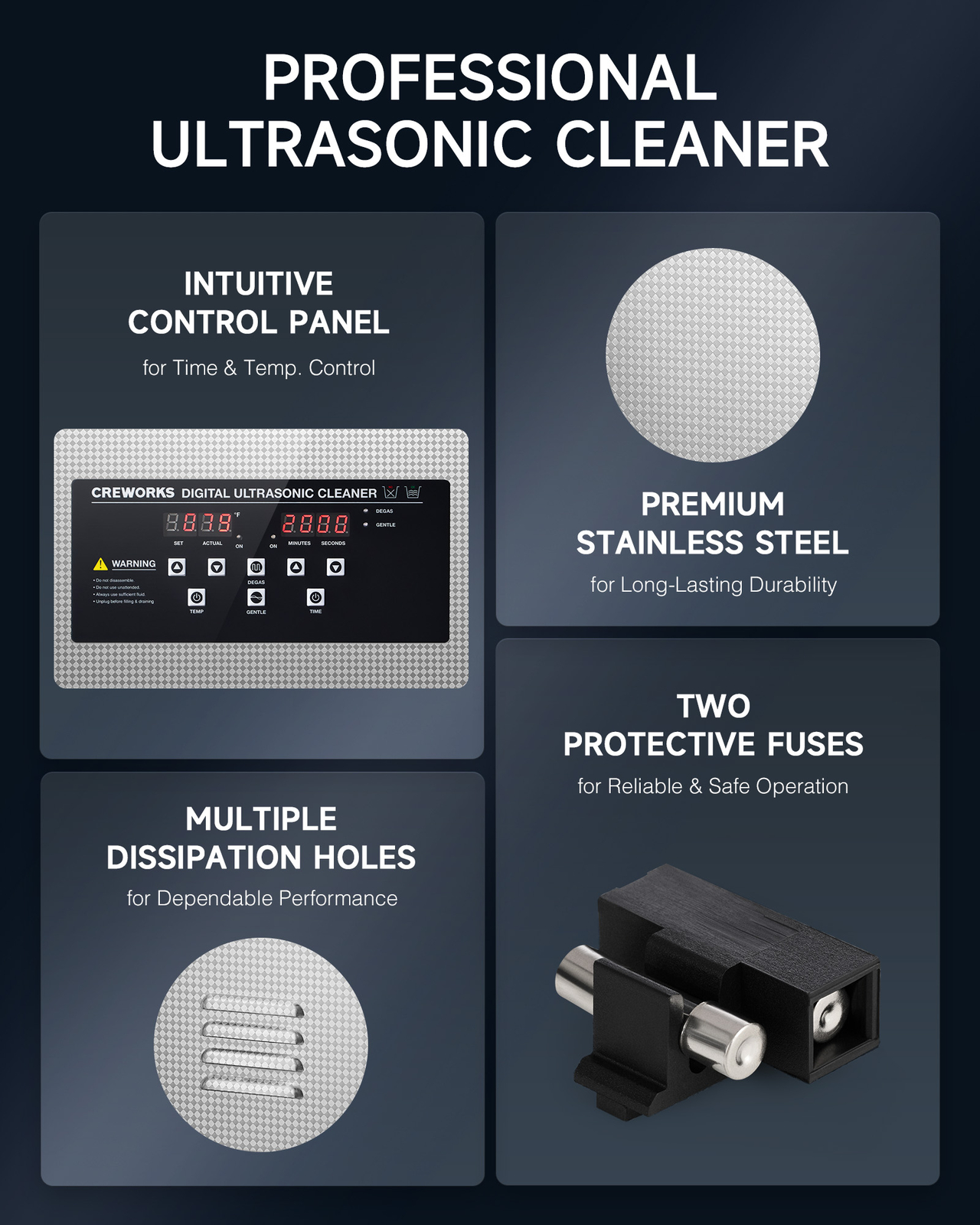 CREWORKS 6L Ultrasonic Cleaning Machine for Glasses Toys Brushes w Gentle Mode