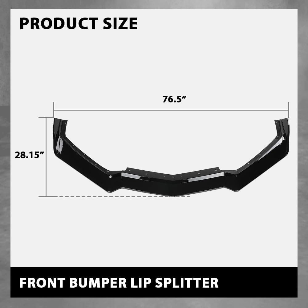 Front Bumper Lip Splitter Compatible Chevy Corvette C8 All Model 2020-2024 Black