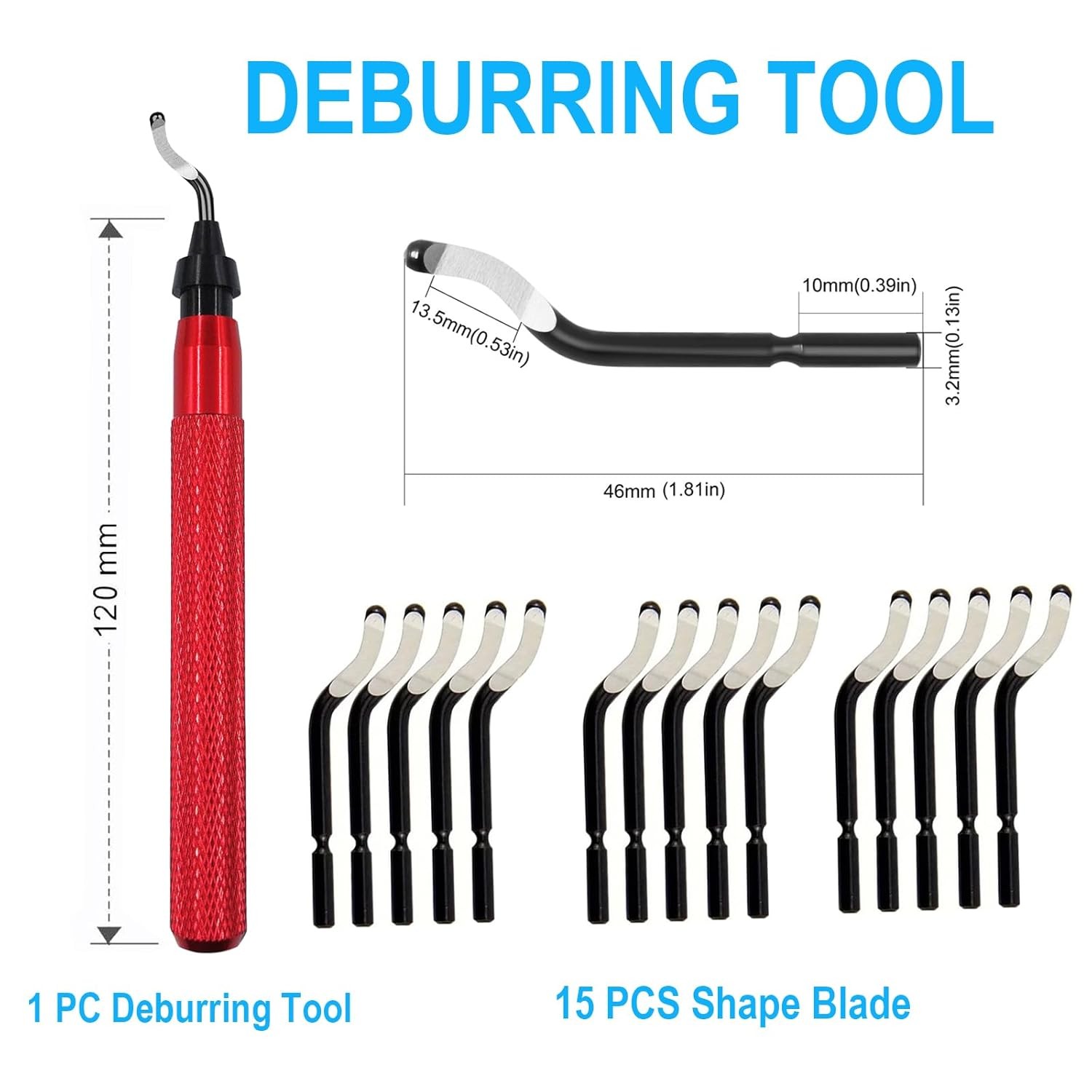 Deburring Tool 15PCS HSS Swivel Blades for Metal Plastic Resin PVC Wood 3D Print