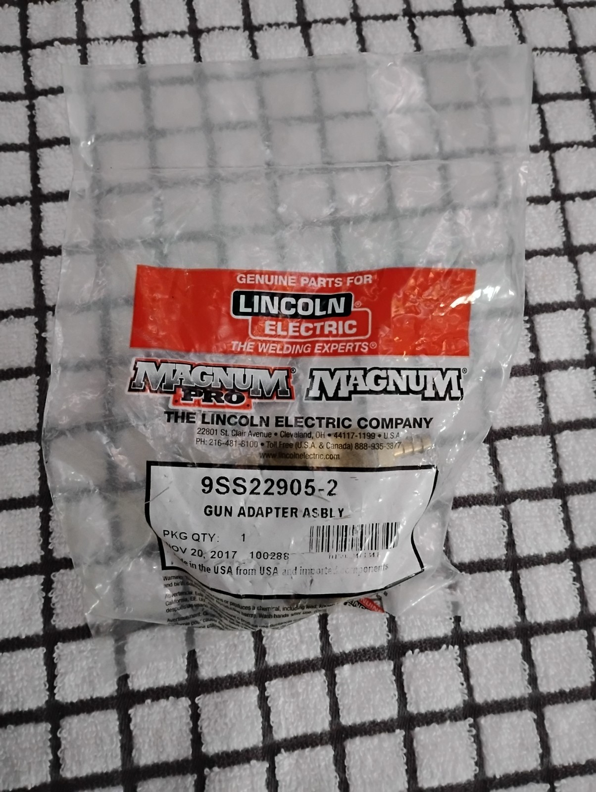 LINCOLN ELECTRIC 9SS22905-2 MIG GUN ADAPTER ASBLY