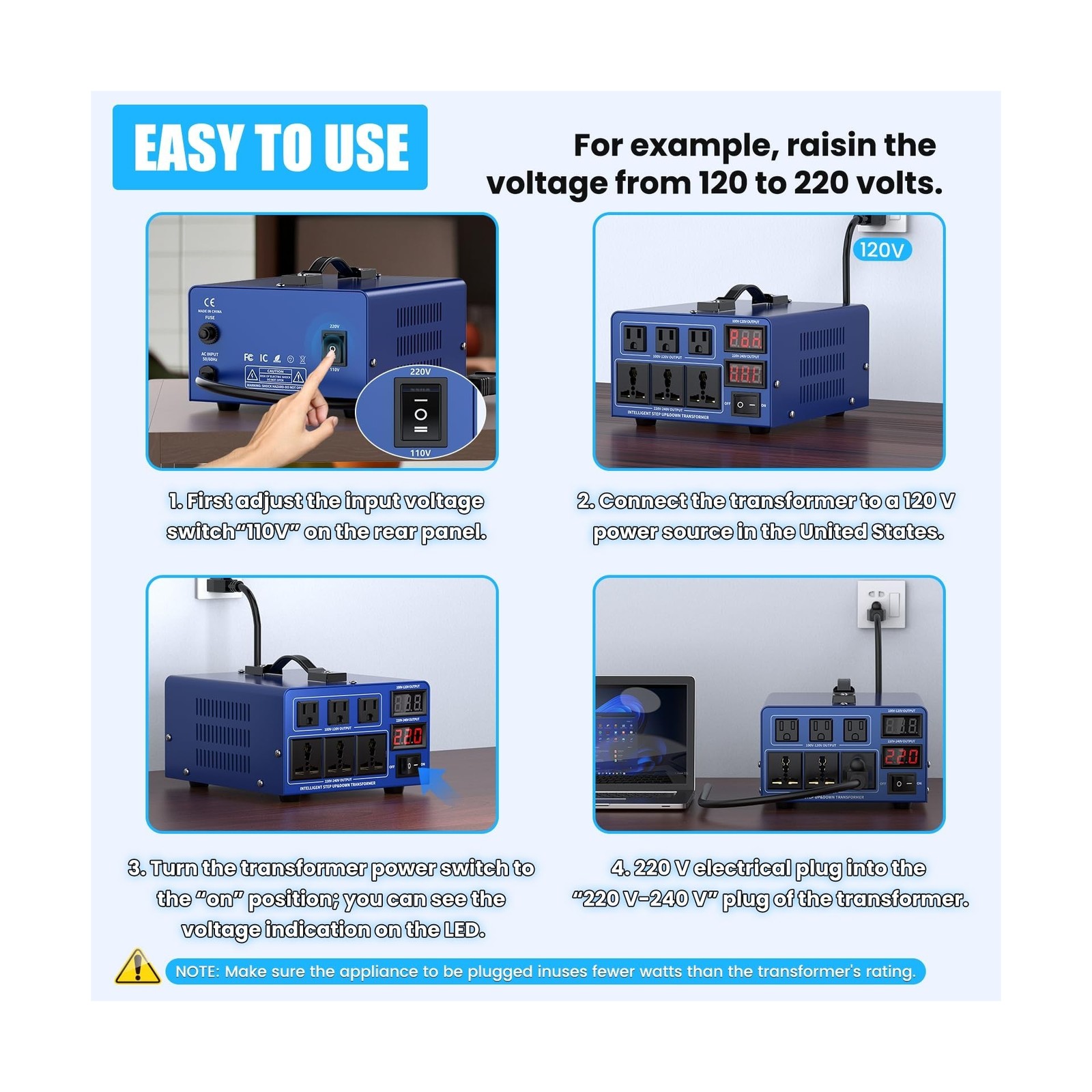 3000 watt Voltage Conversion Transformer Heavy-Duty Step-up/Step-Down AC 110V…