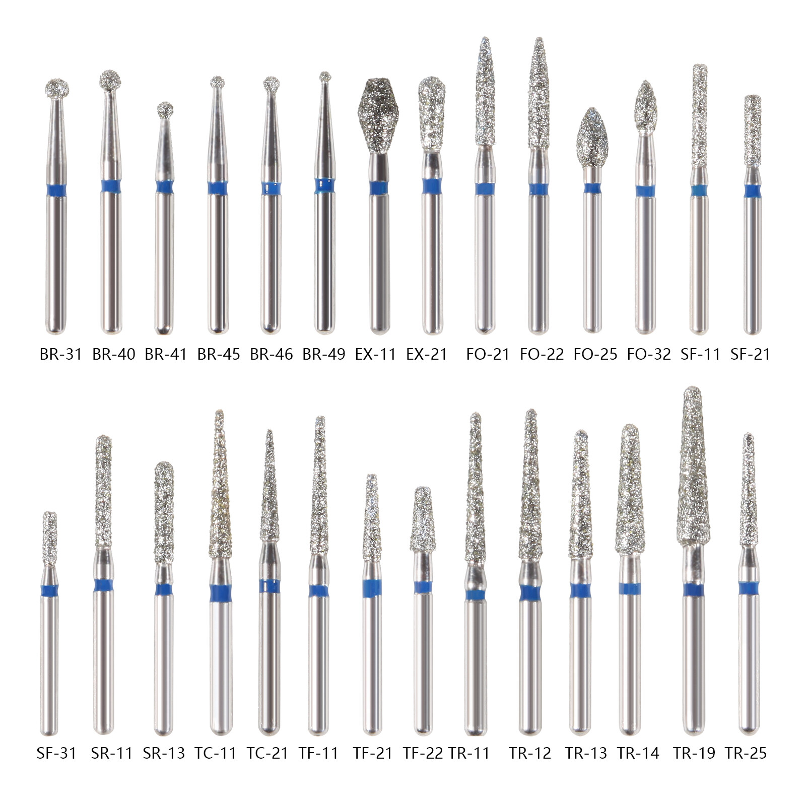 Dental Diamond Burs for High Speed Handpiece Medium FG1.6mm BR ball Round tr