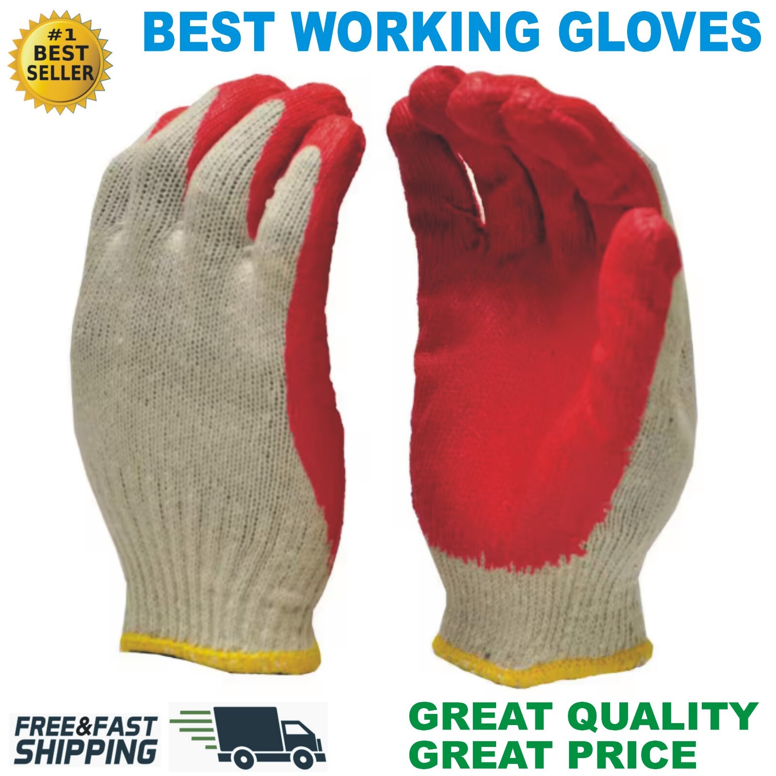 WHOLESALE Red Latex Dipped Gloves Rubber Palm Coated Work Gloves, ALL PURPOSE