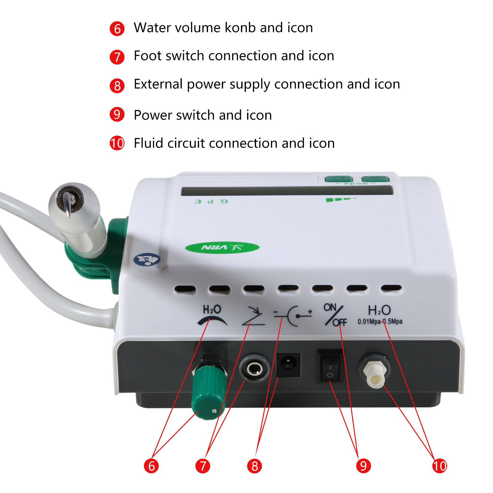 Ultrasonic Piezo Dental Scaler +LED Detachable Handpiece+5Tips fit EMS VRN-K08DL