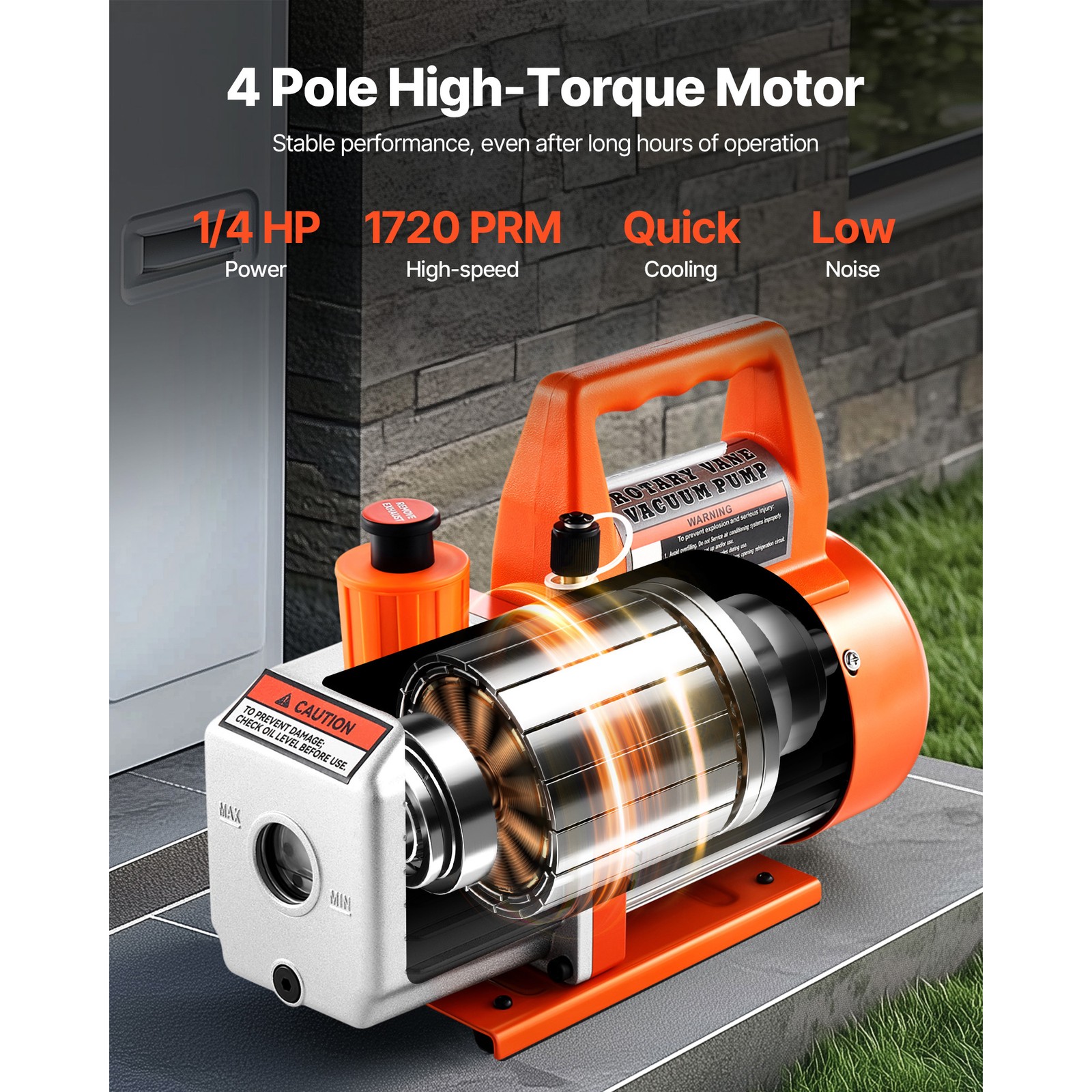 Uimoso 3.5 CFM Single Stage Rotary Vane HVAC Vacuum Pump with Oil